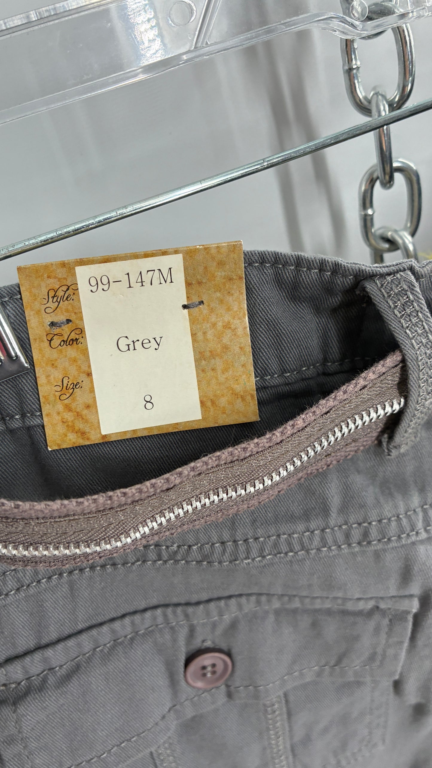 Deadstock Vintage Grey MOKACHINO Grey Pocketed Low Rise Zipper Belt Kickflares (8)