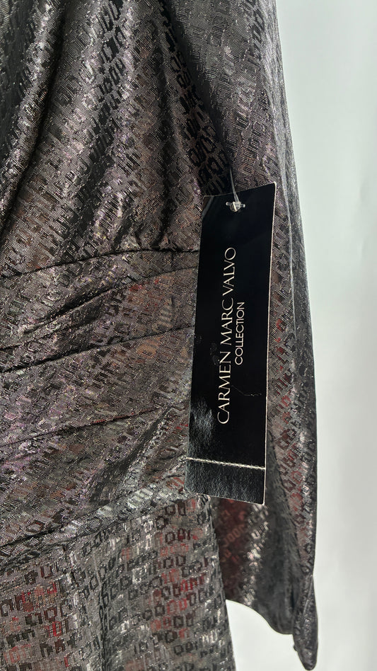 Vintage CARMEN MARC VALVO Metallic Liquid Silver Dress with Tags Attached (6)