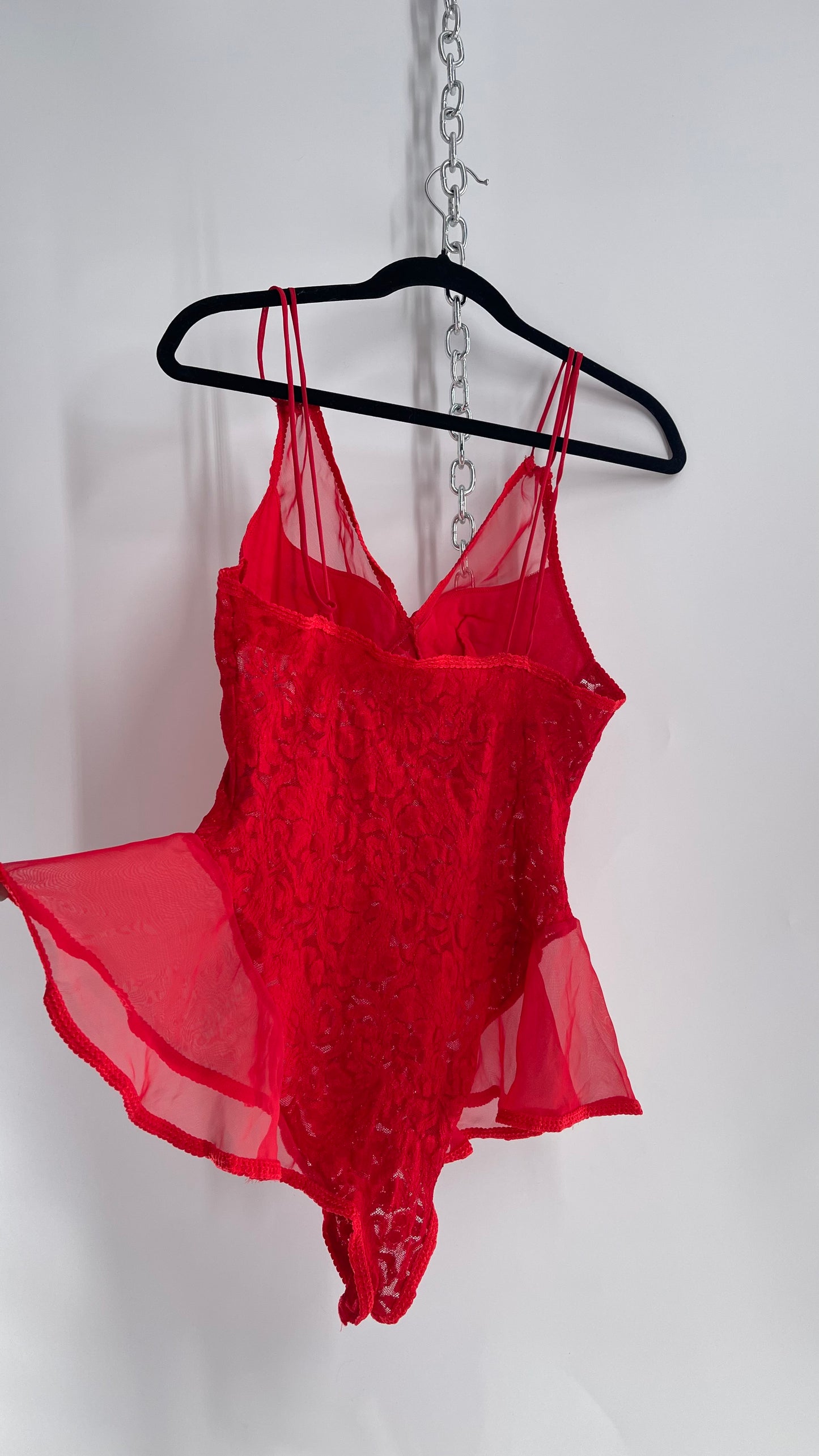 Vintage Red Lace Bodysuit (Medium)