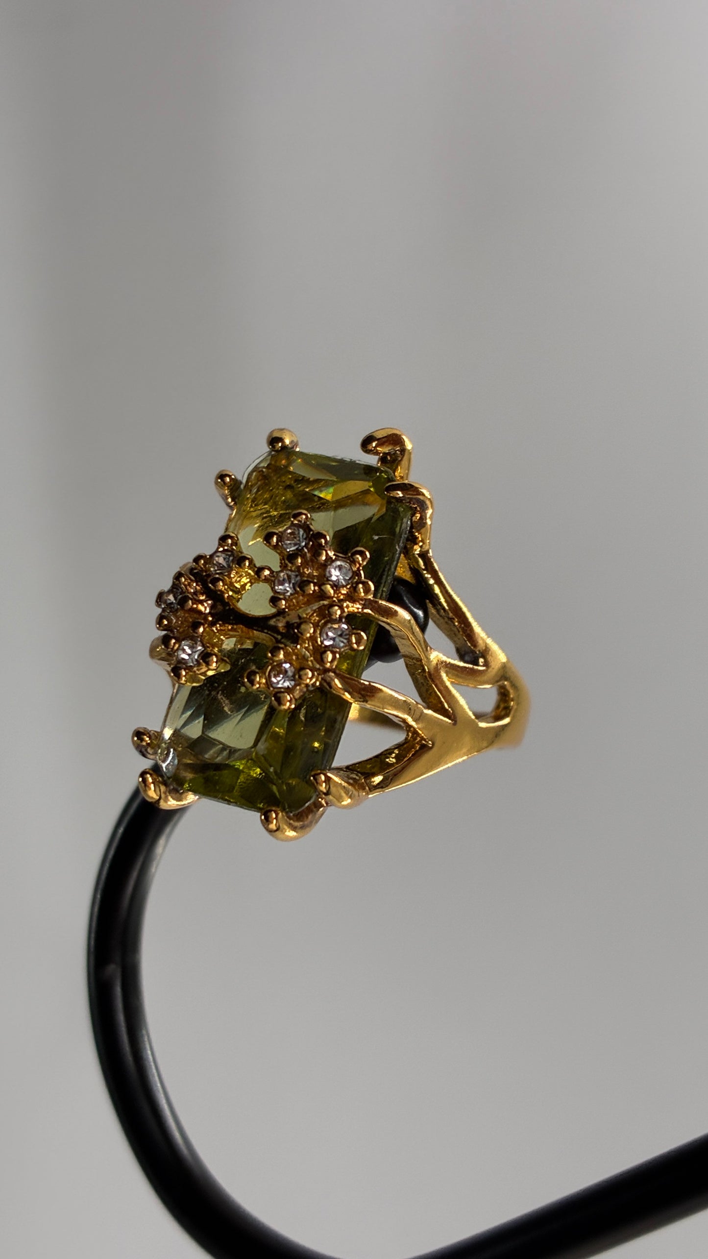 Gold Ring with Green Stone (Size 7)