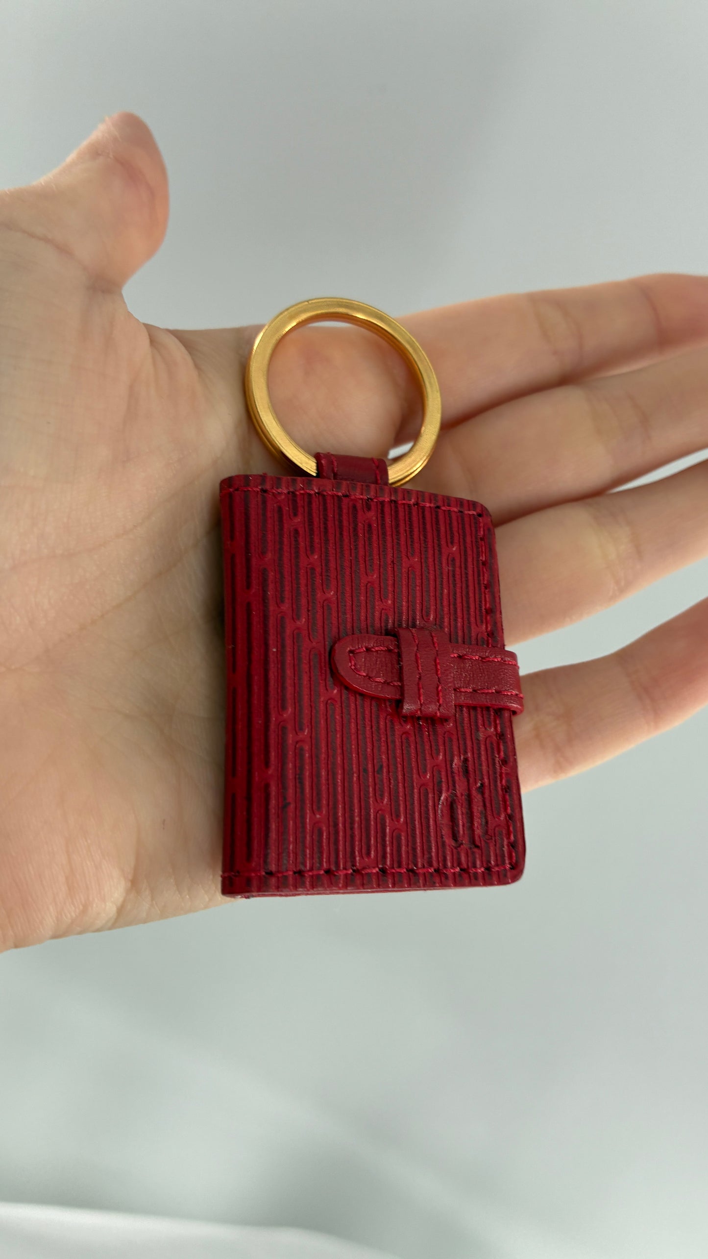 Vintage Mini Red Photo Book Keychain Ring