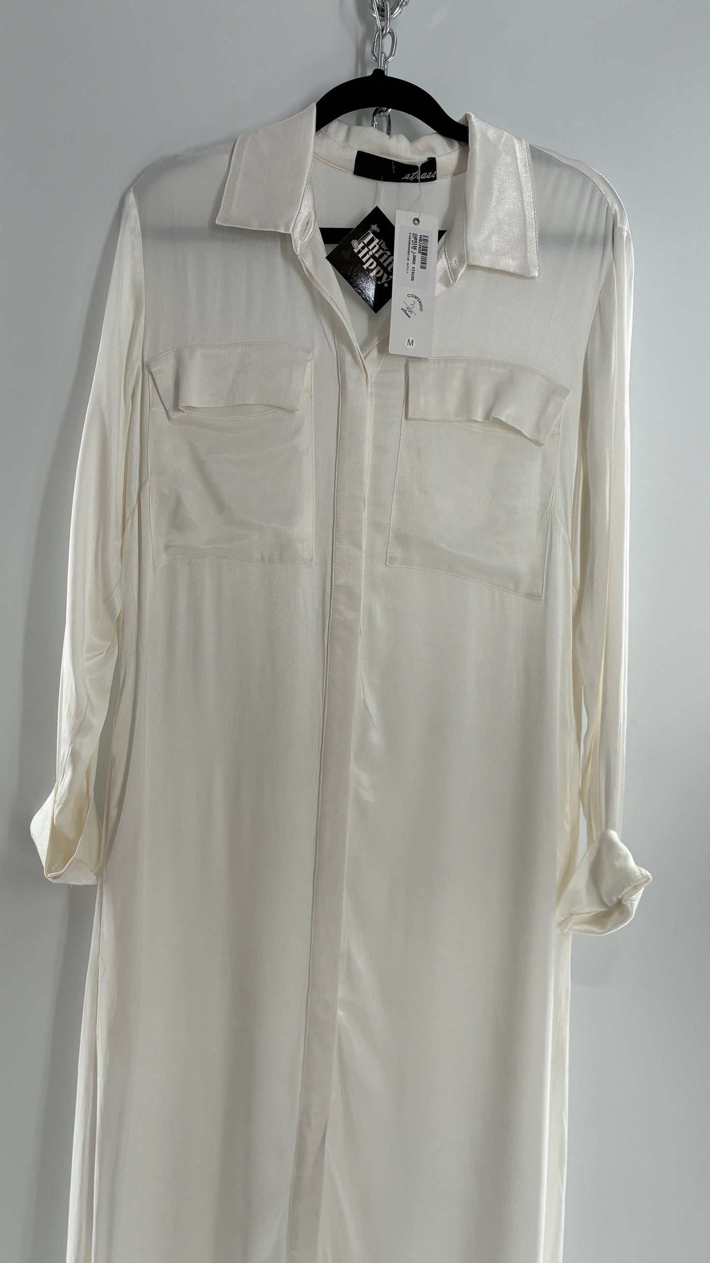 ST. BRAND BY STRASS White Button Up Style Dress with Tags Attached (Medium)