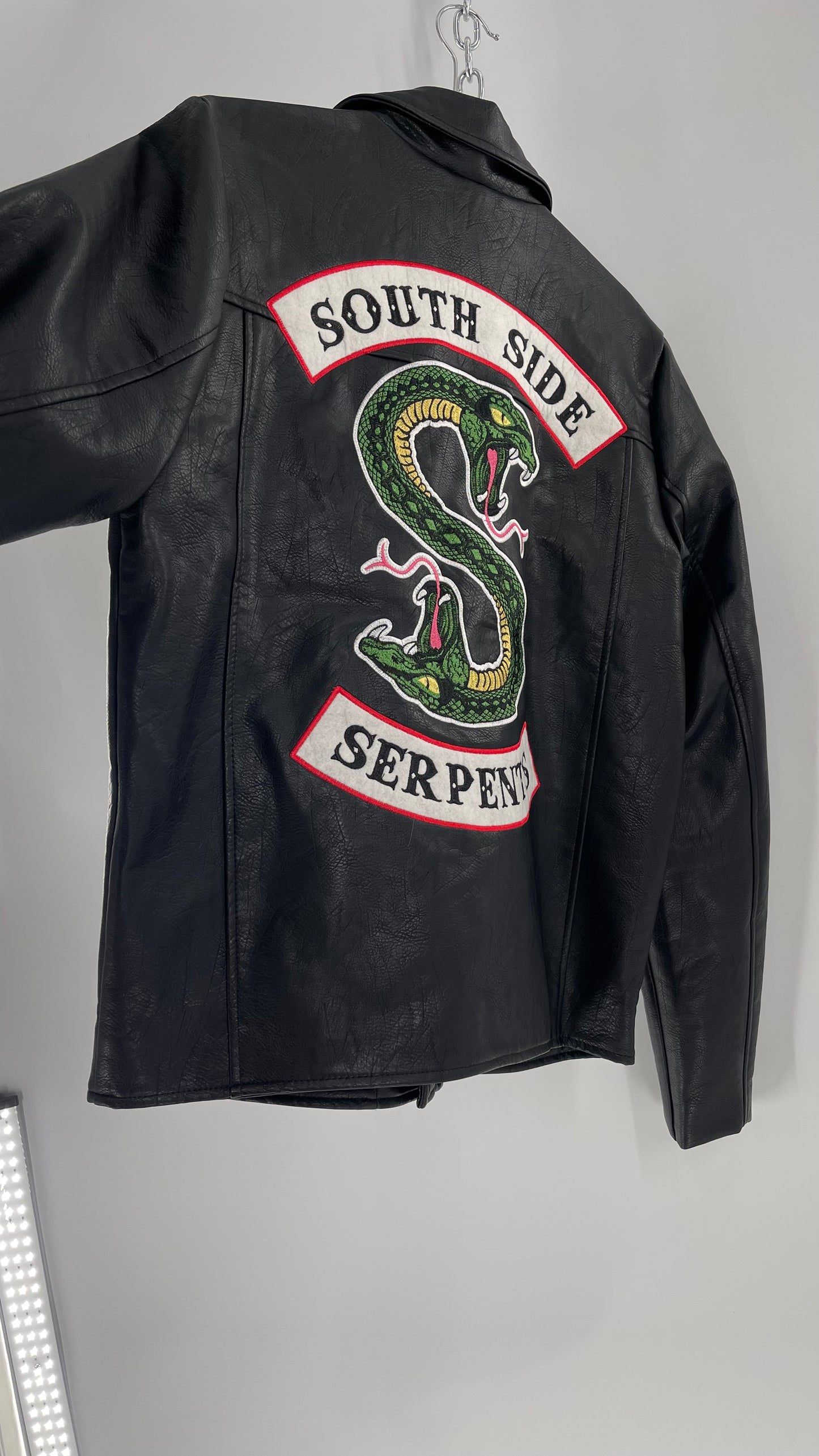 Riverdale Vegan Leather Jacket with Southside Serpents Embroidered Back (Medium)