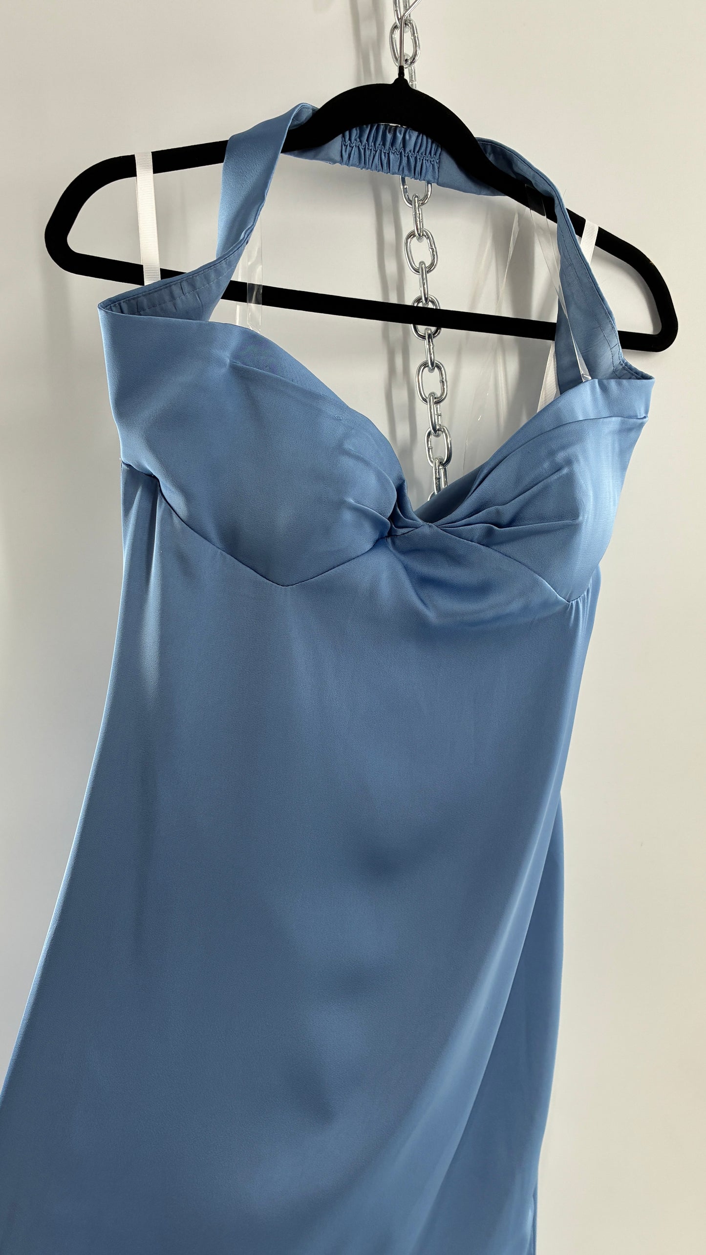 Vintage Powder Blue Full Length Gown with Ruched, Padded Bust and Tags Attached (4)