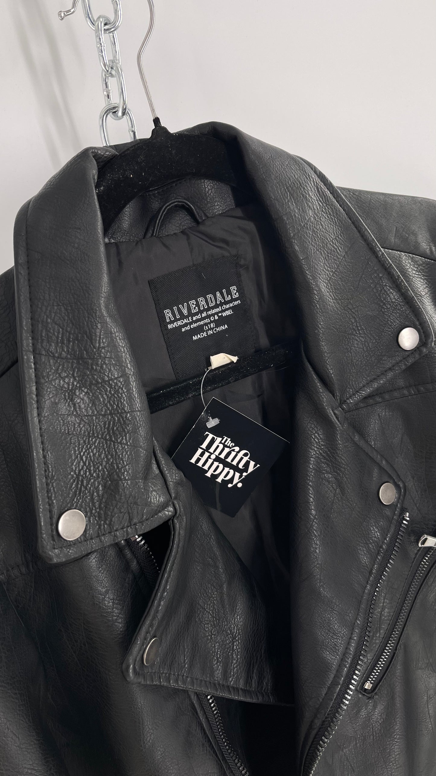Riverdale Vegan Leather Jacket with Southside Serpents Embroidered Back (Medium)