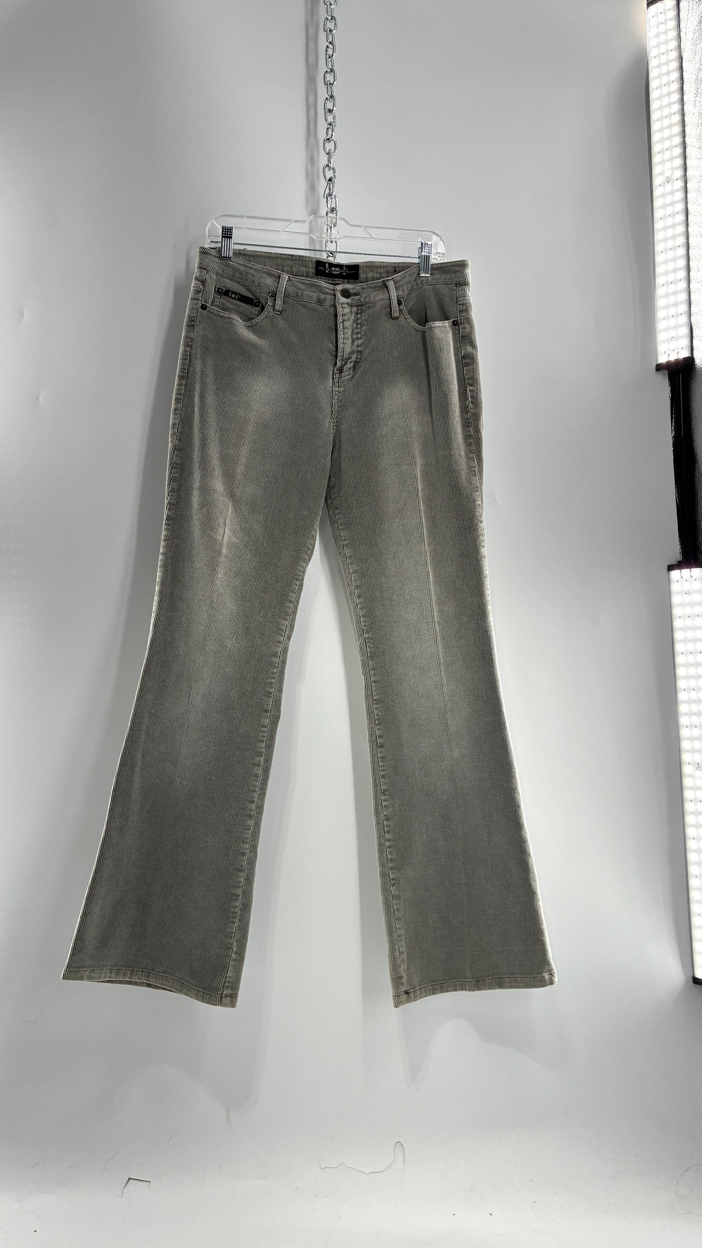 Vintage LEI Grey Corduroy Flare Pants with Fading Detail (13)