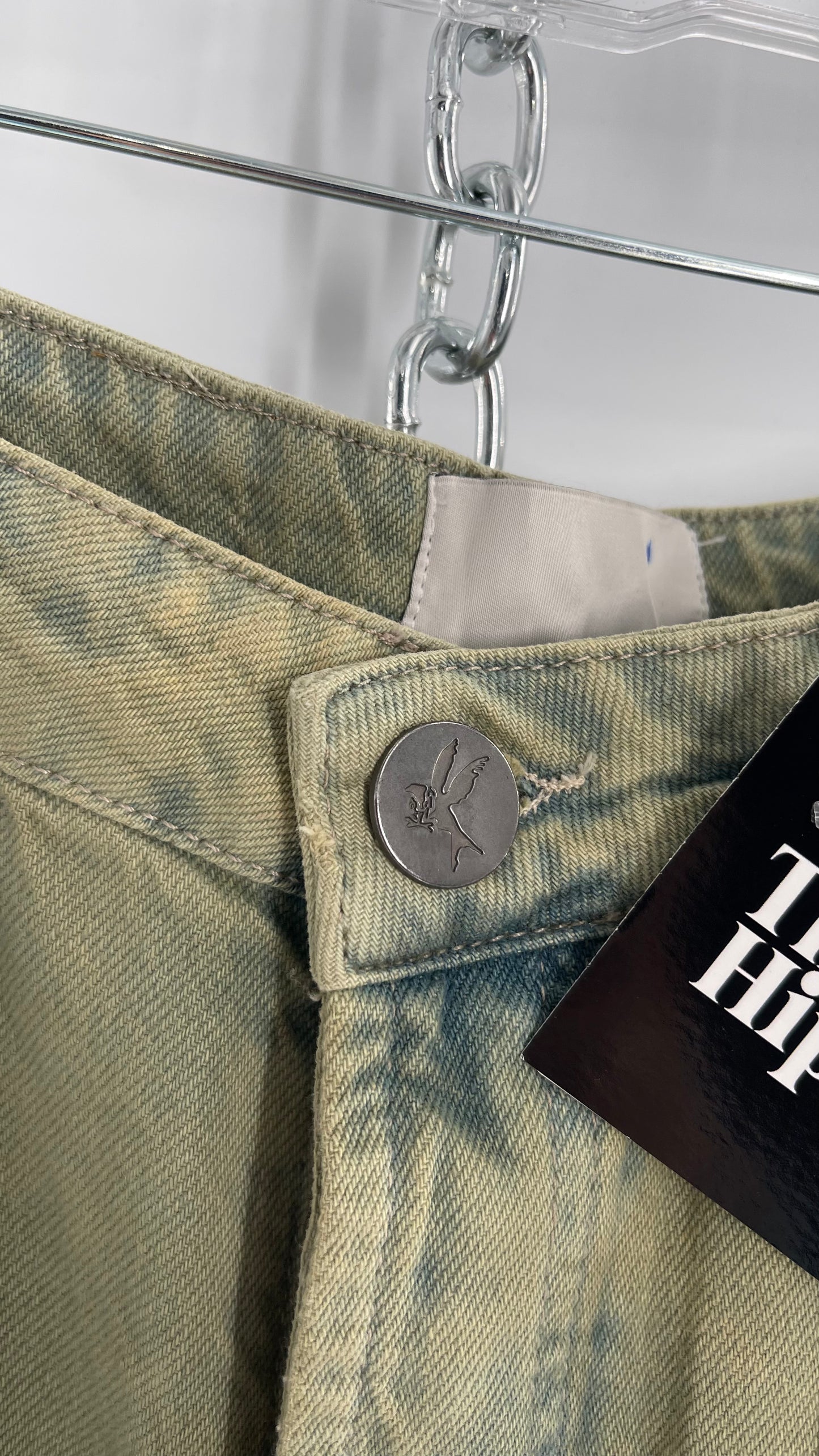 One Teaspoon Distressed Baggy/Bandit Relaxed Jean with Green Hue/Wash (Khaki Haze) (25)