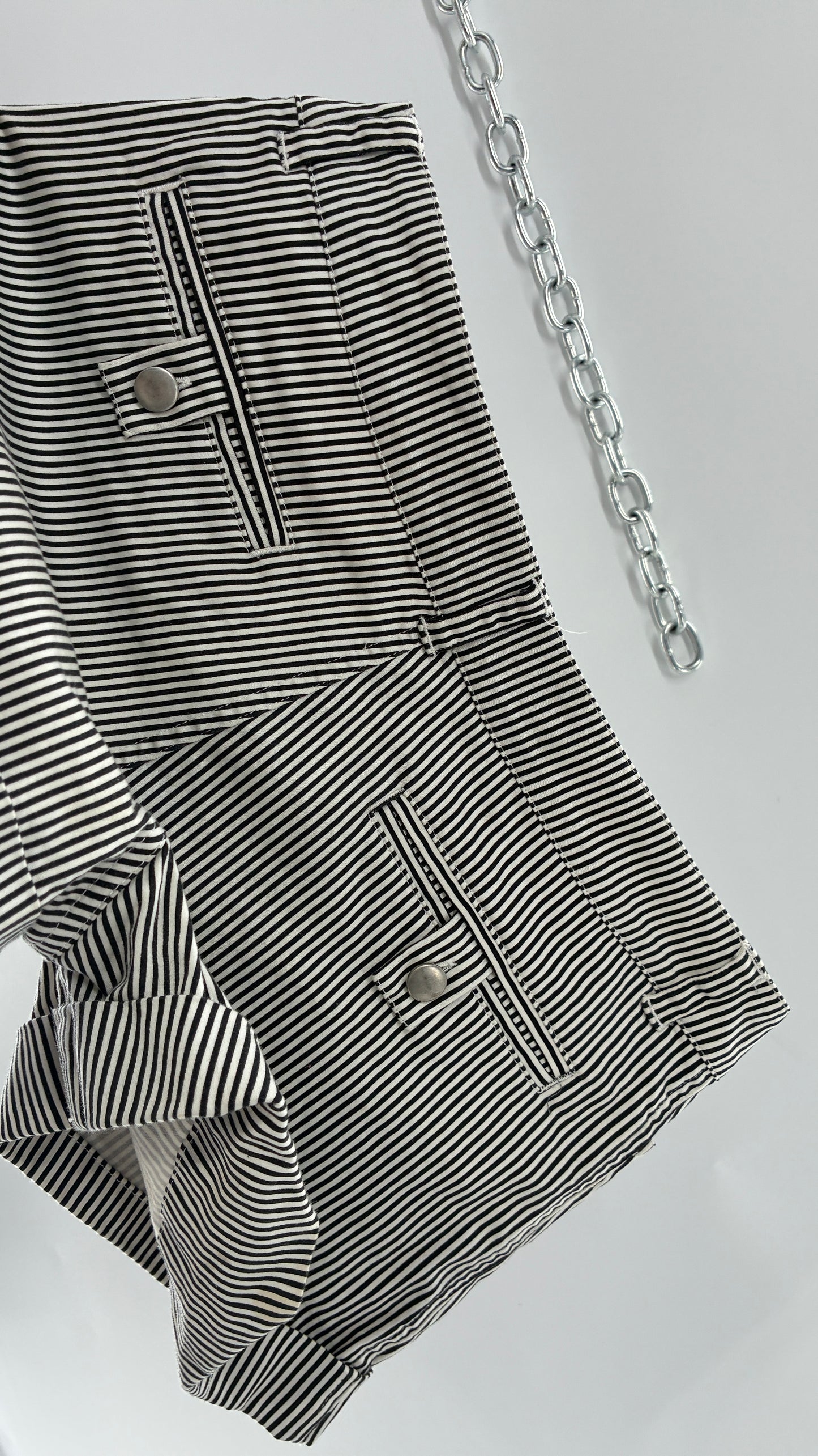Vintage NICKY HILTON Black and White Striped Low Rise Shorts with Rhinestone “CHICK” Embellishment (5)