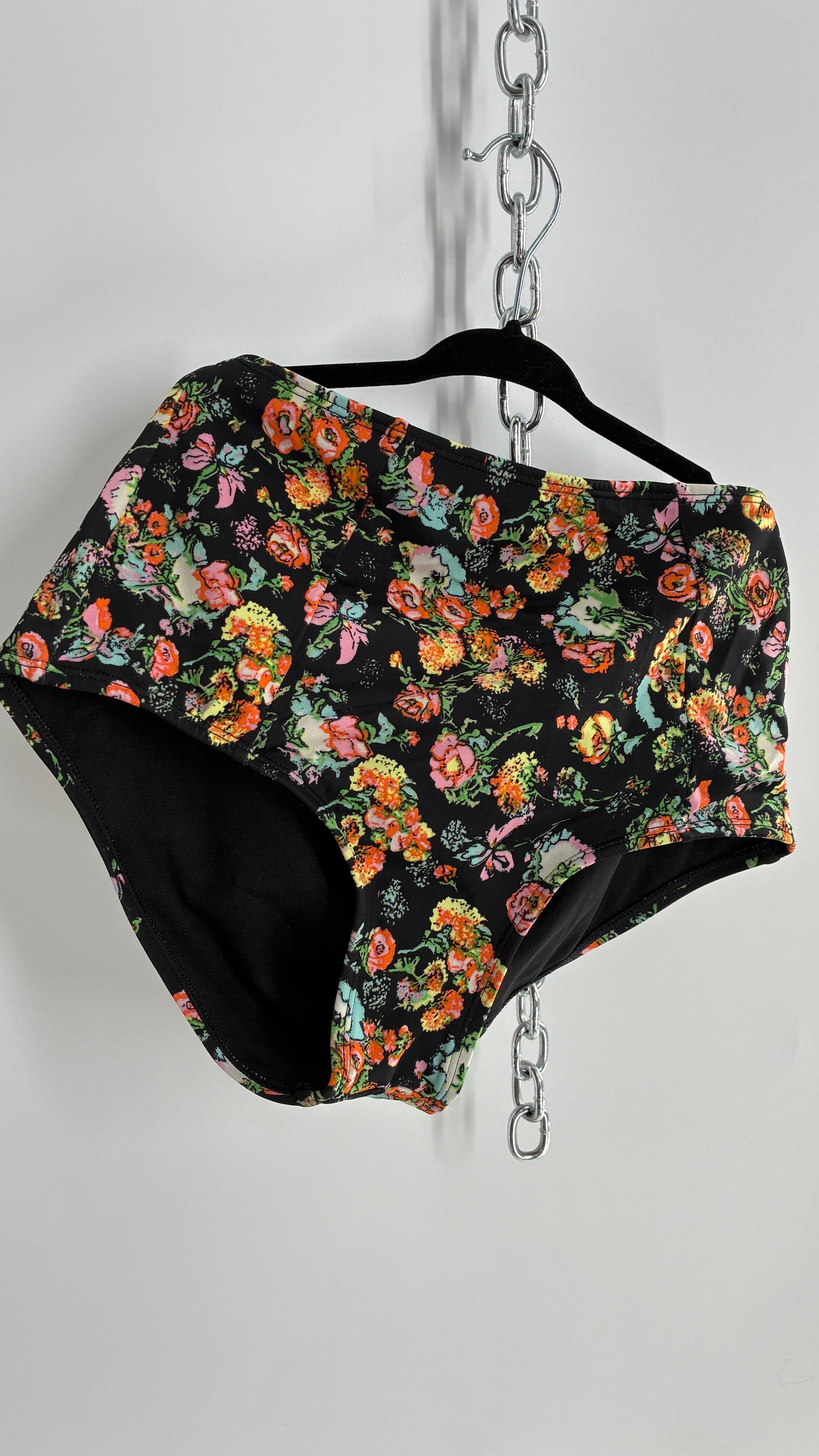 LA Hearts High Waisted Floral Swim Bottoms (Small)