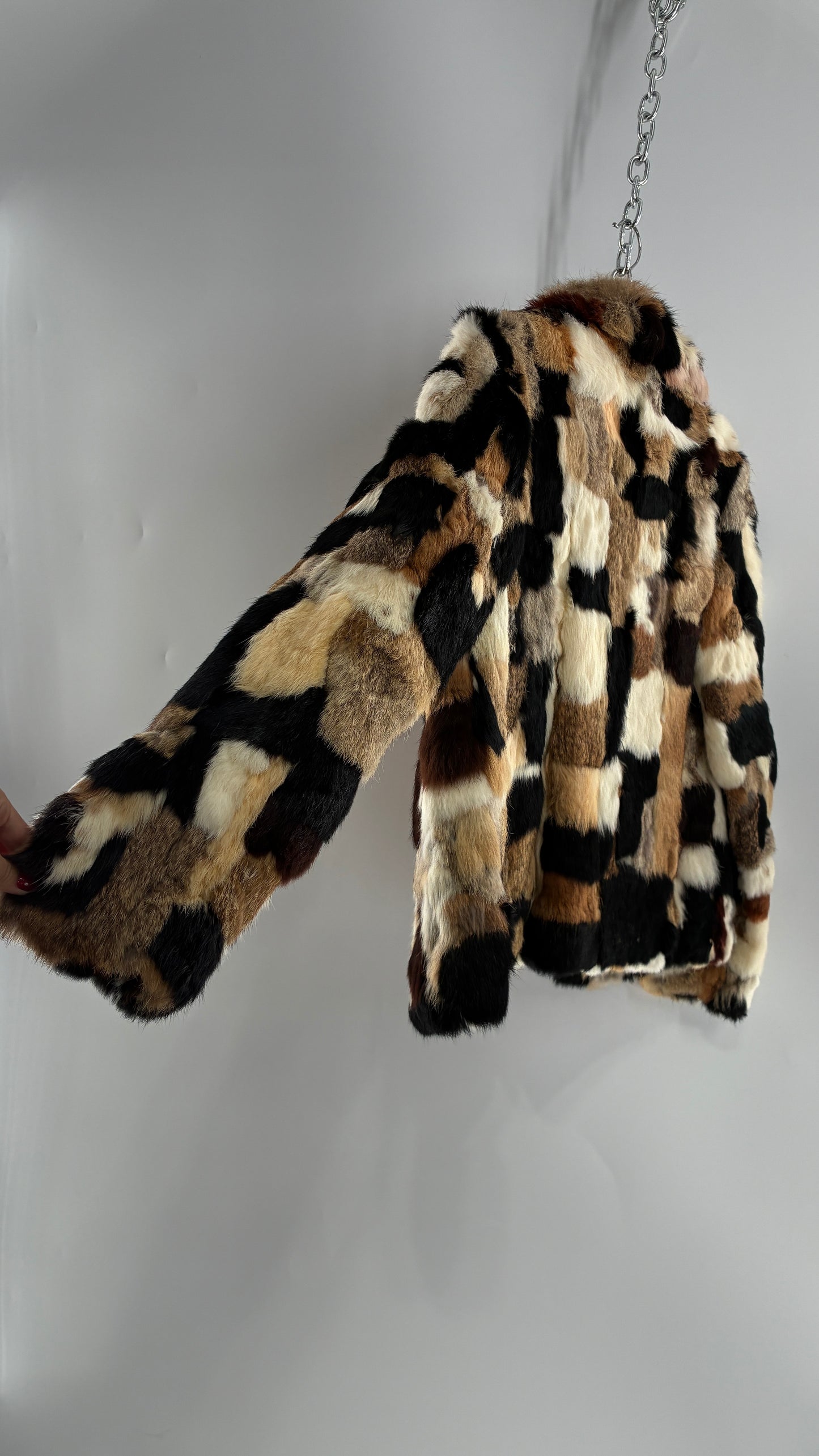 Vintage 1970s FURMOSTE Genuine French Rabbit Fur Patchwork Jacket (7/8)