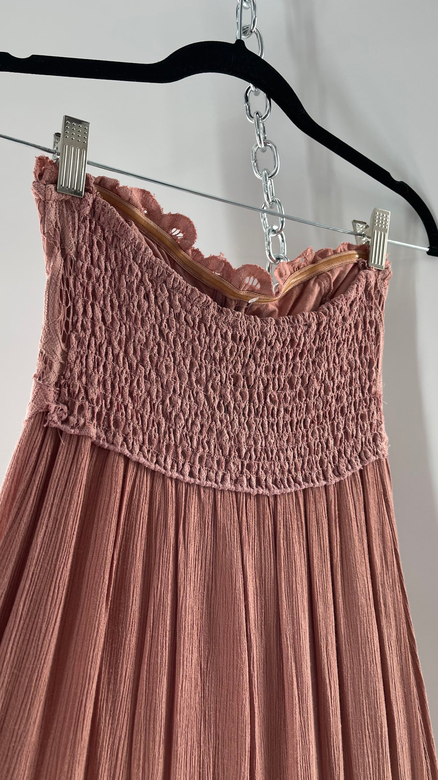 Free People Adella Mauve/Dusty Pink Full Length Maxi Dress (Small)