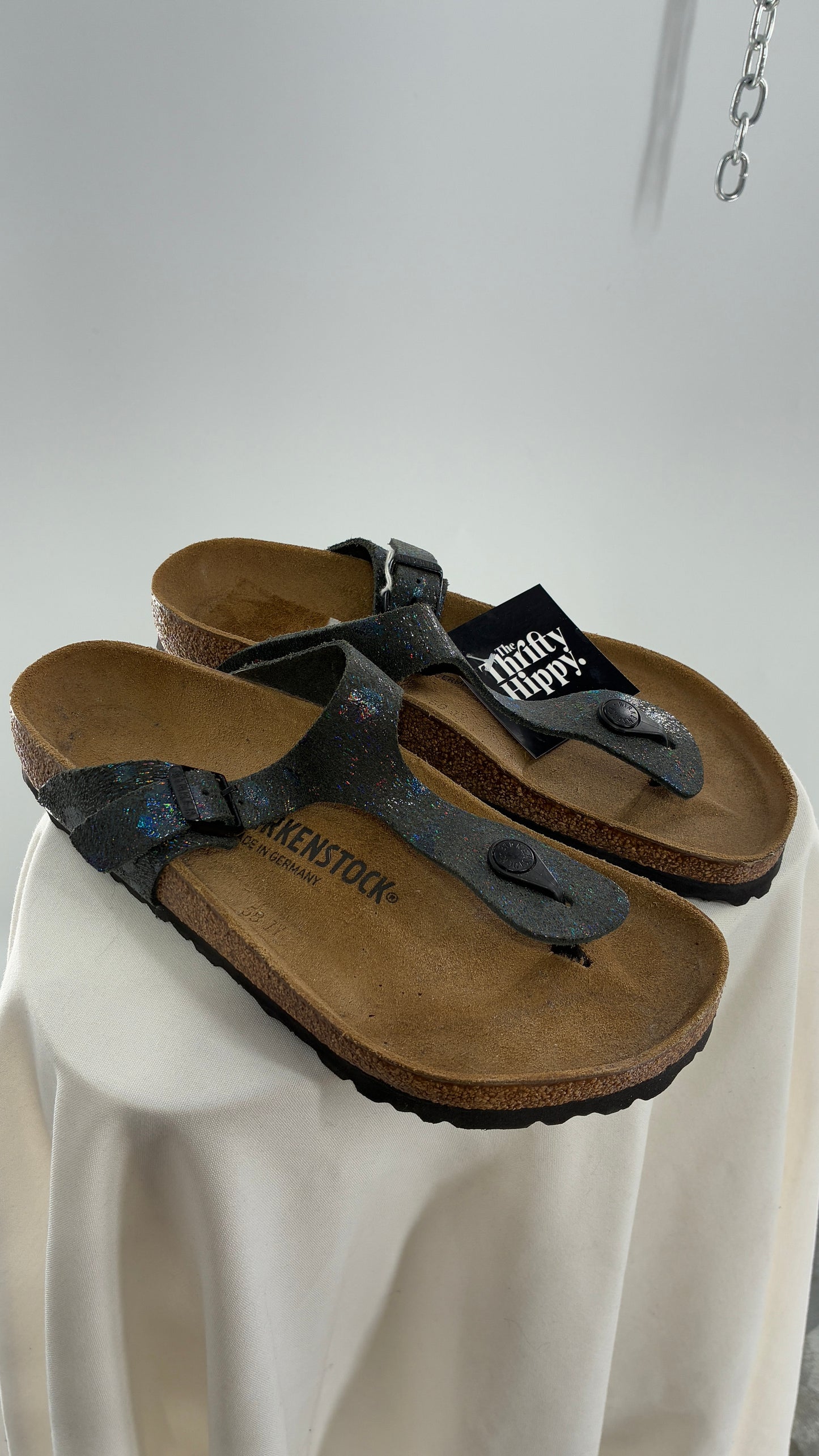 BIRKENSTOCK Sandal Iridescent Navy Thong Sandal with Tags Attached (40)