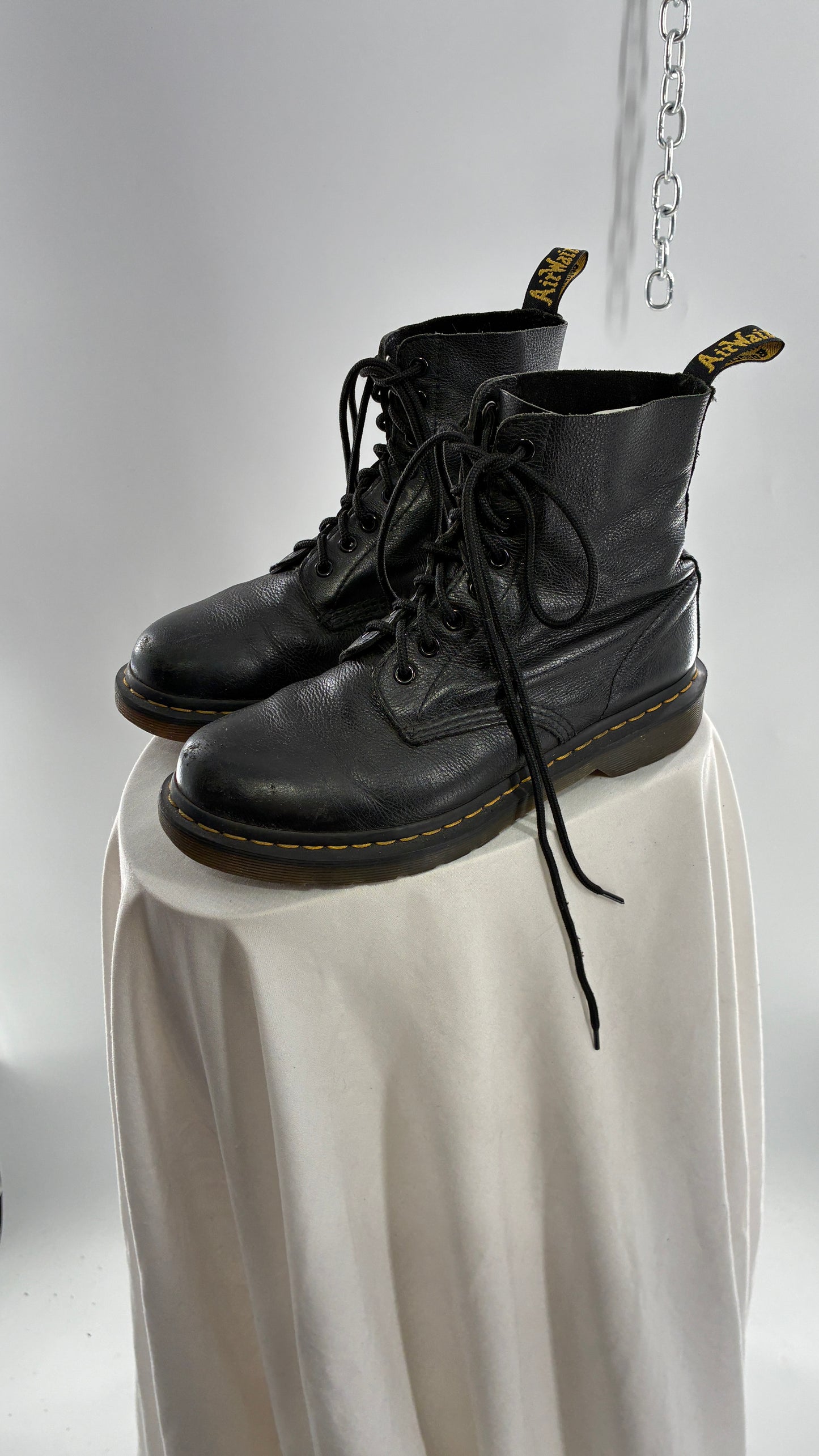 Vintage Dr. Martens 1460 Pascal Virginia Soft Leather Black Boots (8L)