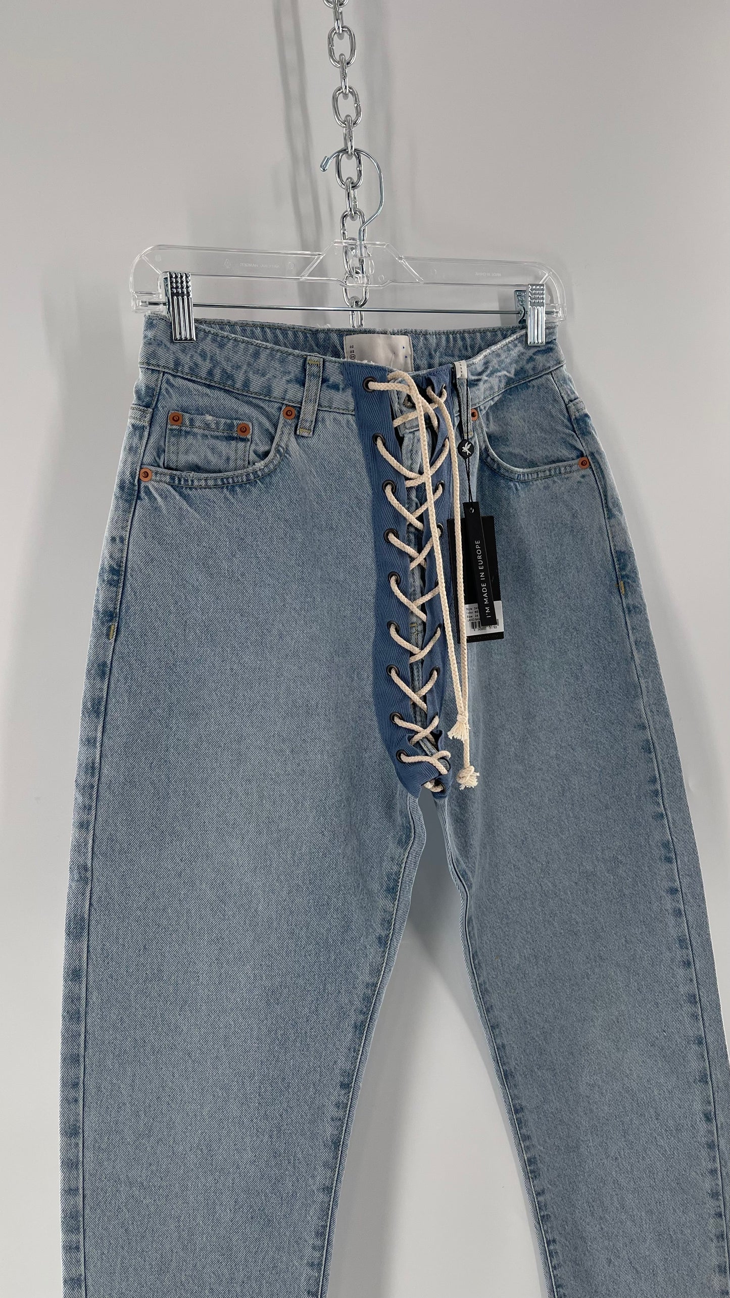 One Teaspoon Best Blue Lace Bandit Jeans Lace Up Detail on Front and Back (24)
