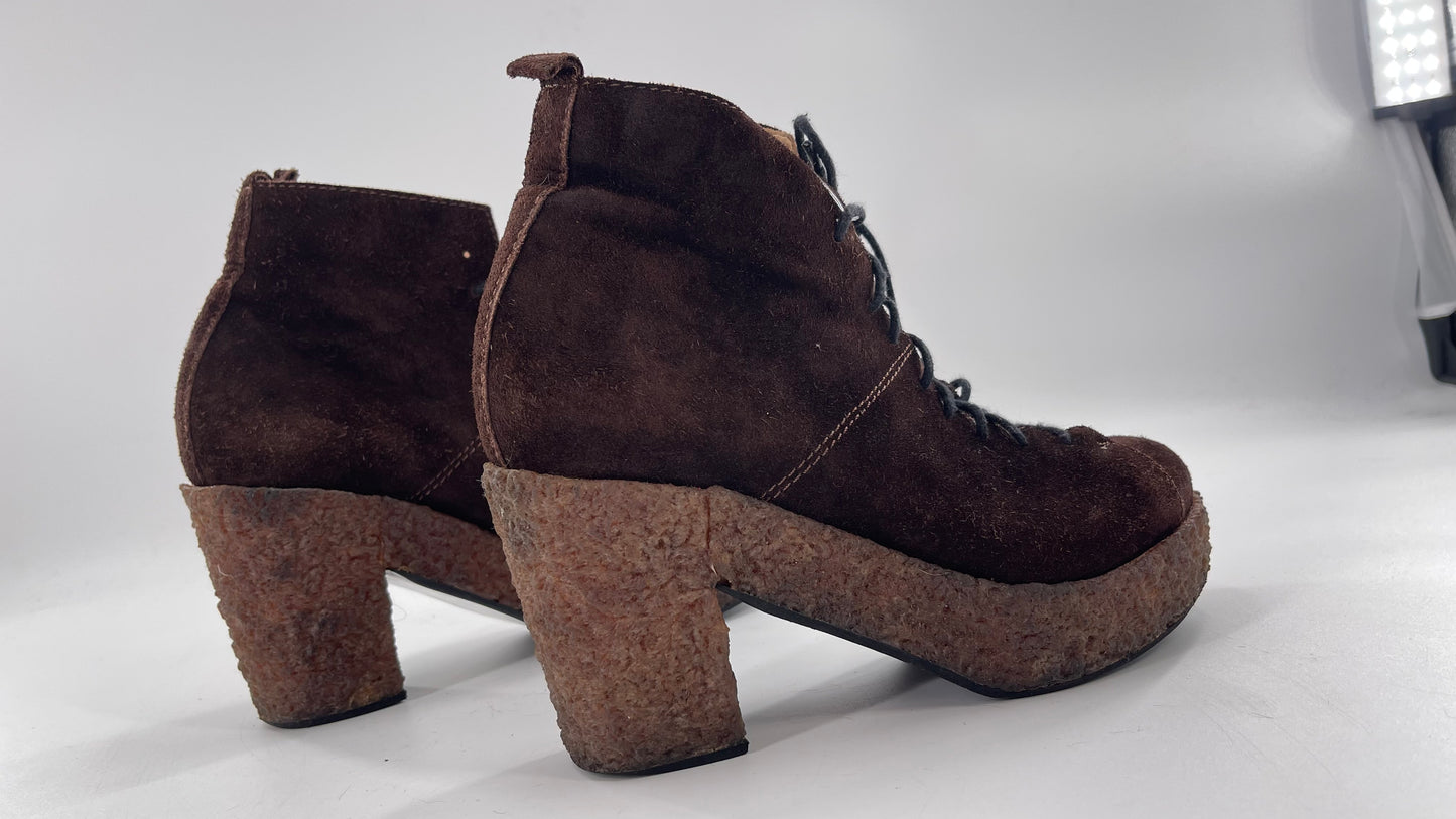 Vintage Amish Brown Lace Up Suede Boots - Apparently Size 7-71/2