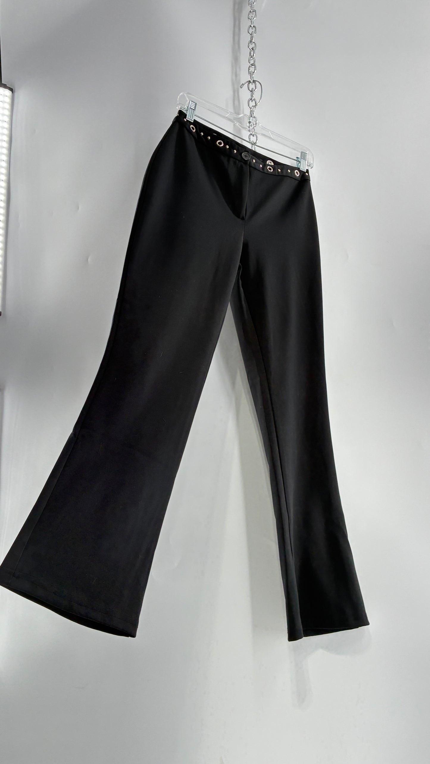 Vintage 1990s JOE BENBASSET Black Kickflares with Studded, Grommet Waistline (5)