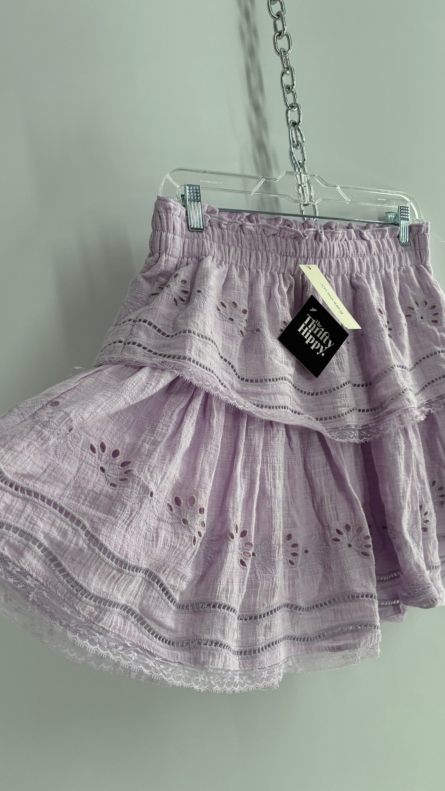 Francesca’s Lavender Lilac Tiered Ruffle Mini Skirt with Tags Attached (Large)