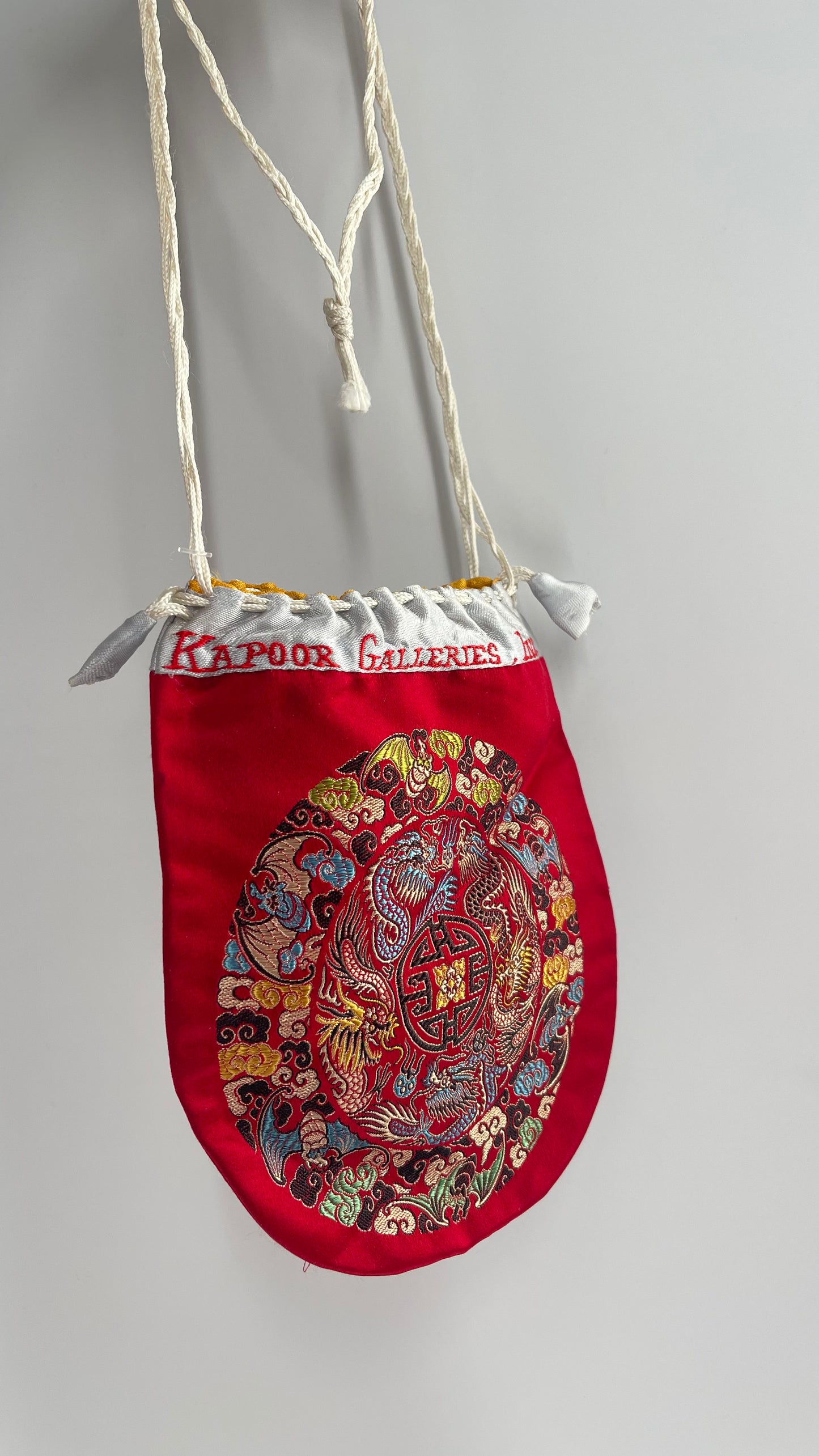 KAPOOR GALLERIES Vintage Red Silk Embroidered Pouch Purse
