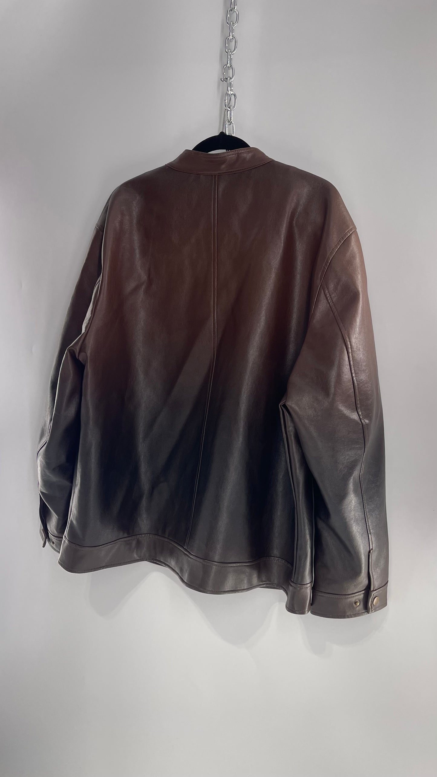Vintage Roundtree and Yorke Vegan Leather Ombre Moto Jacket Men’s (XL)