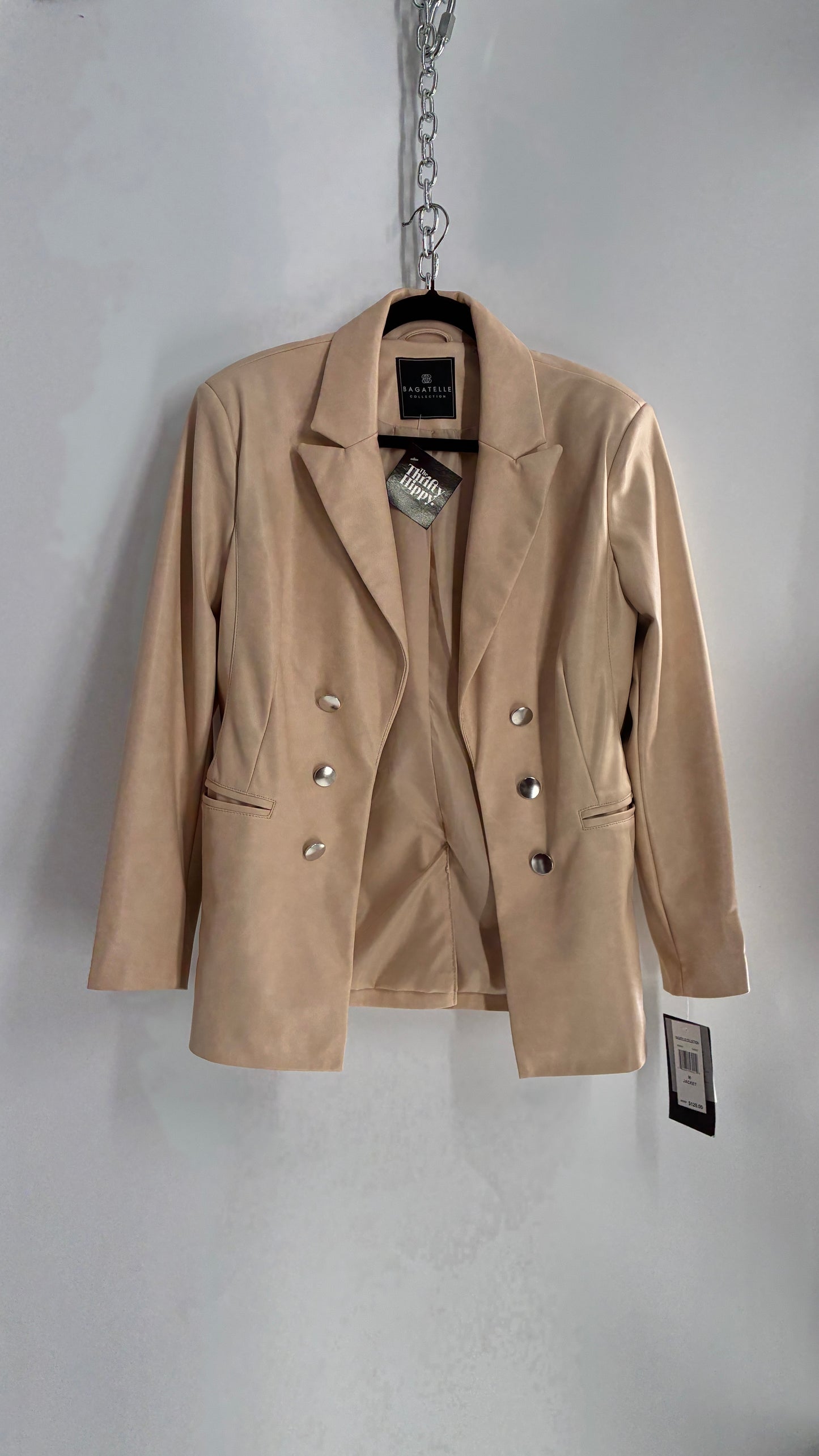 BAGATELLE Vegan Leather Cream Beige Blazer Jacket with Tags Attached (Medium)