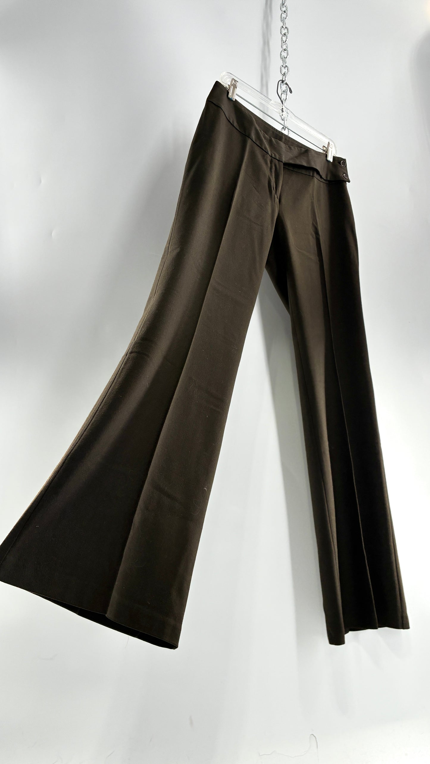 Vintage United Colors of Benneton 98% Pure Virgin Wool Brown Trousers Made in Portugal (44)