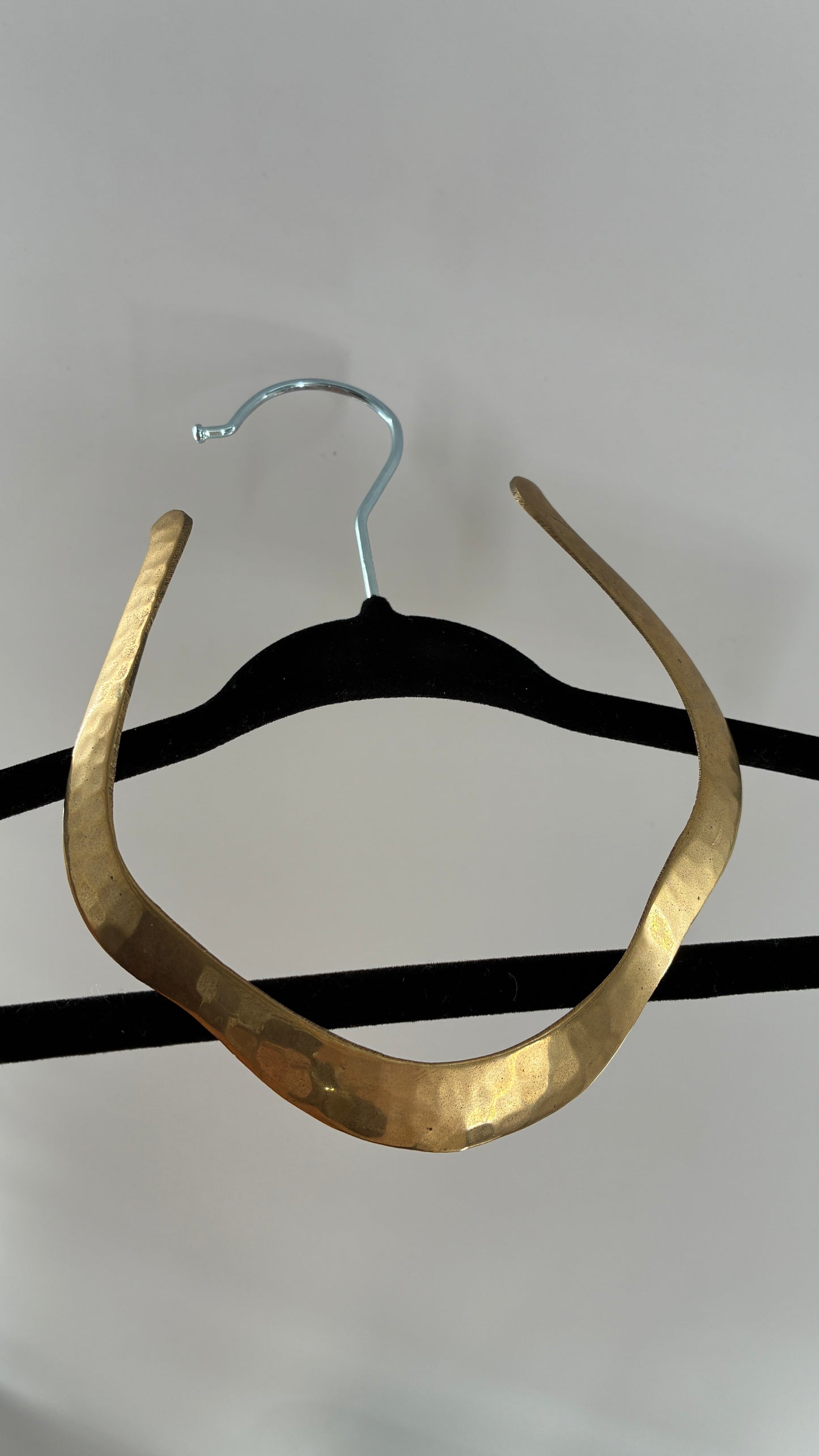 Vintage Hammered Brass Metal Choker Style Necklace