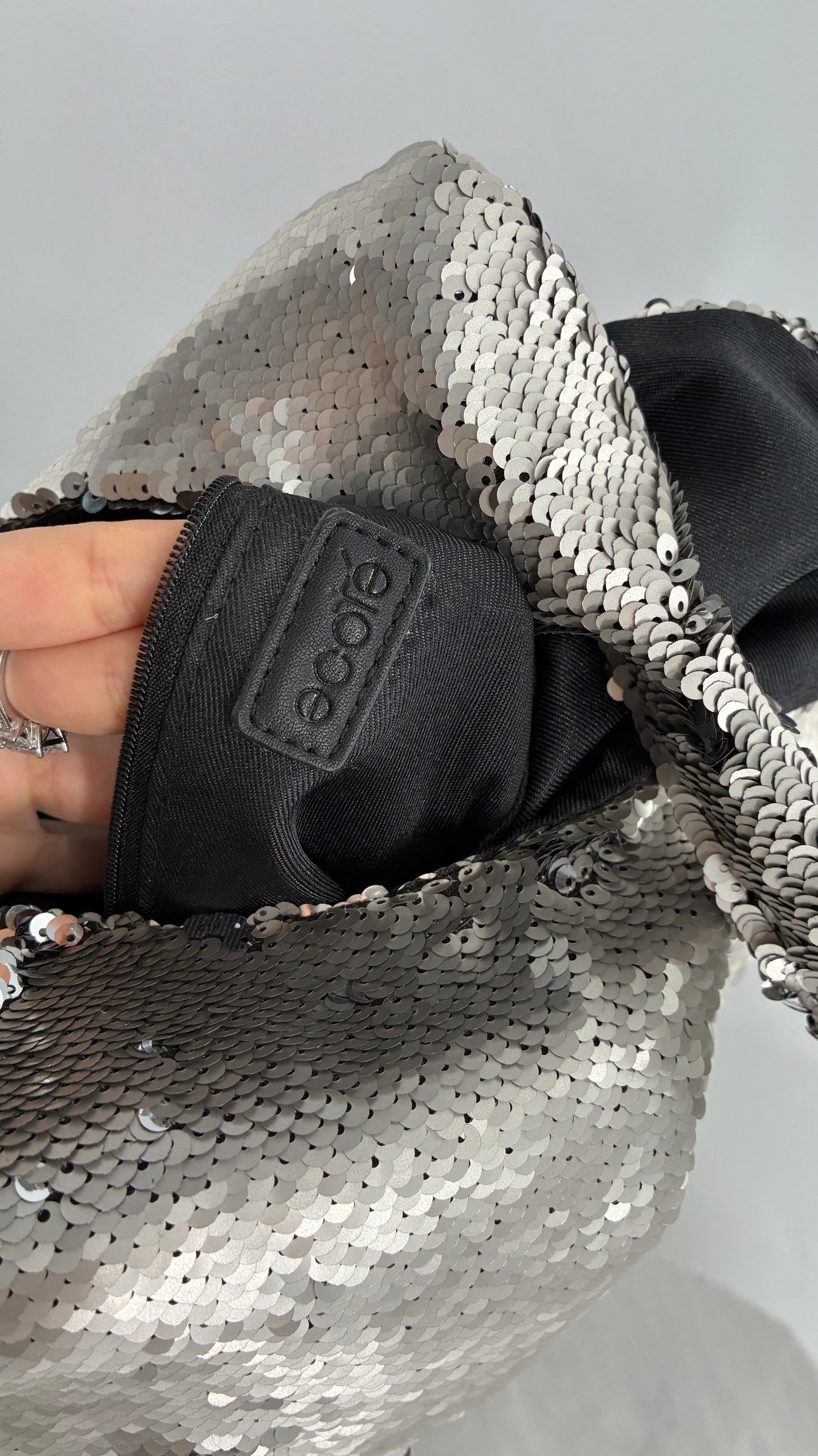 Free People ECOTE Silver Sequin Tote Bag