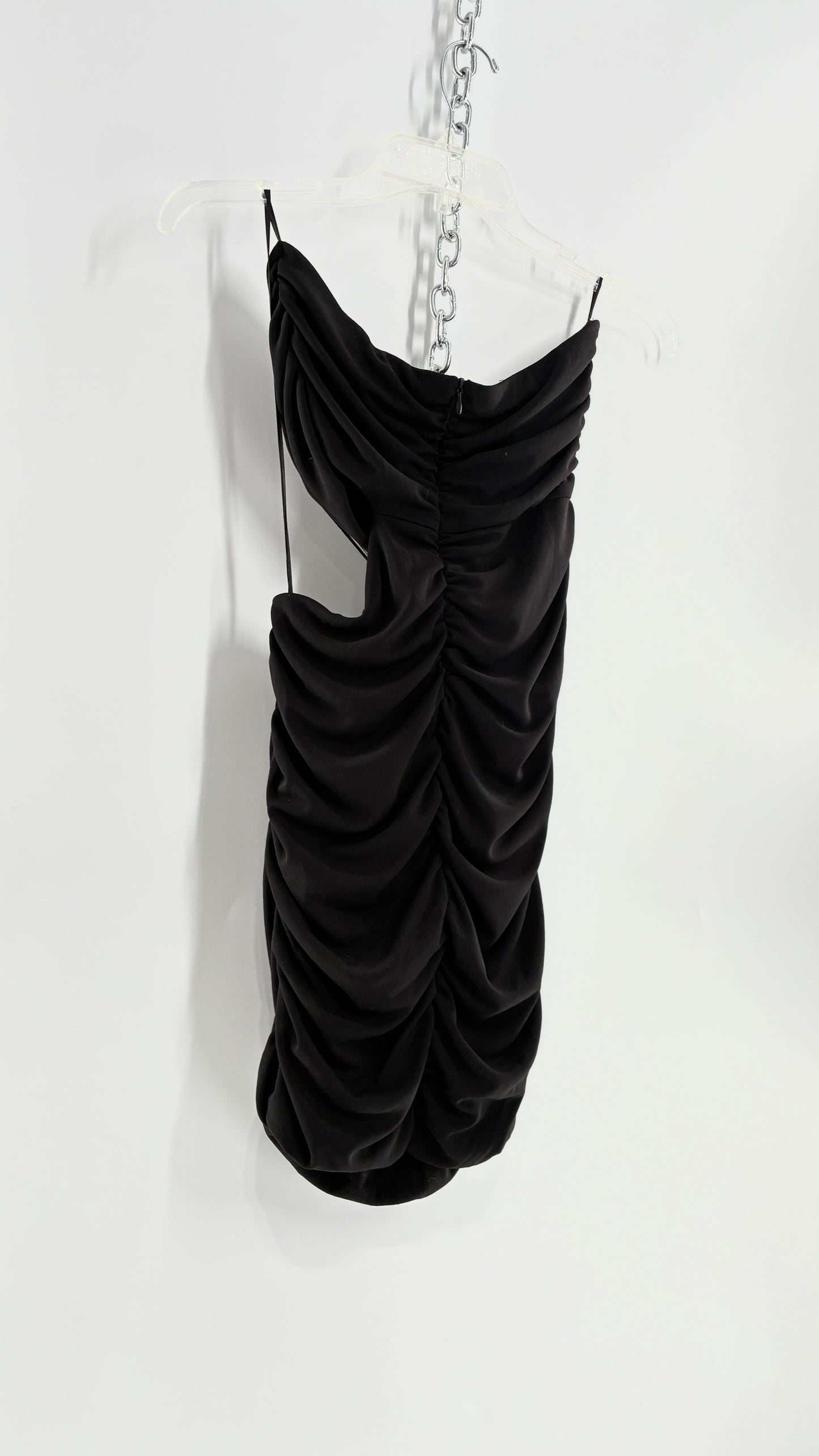 ZARA Black Ruched Cut Out Side Mini Dress (Small)