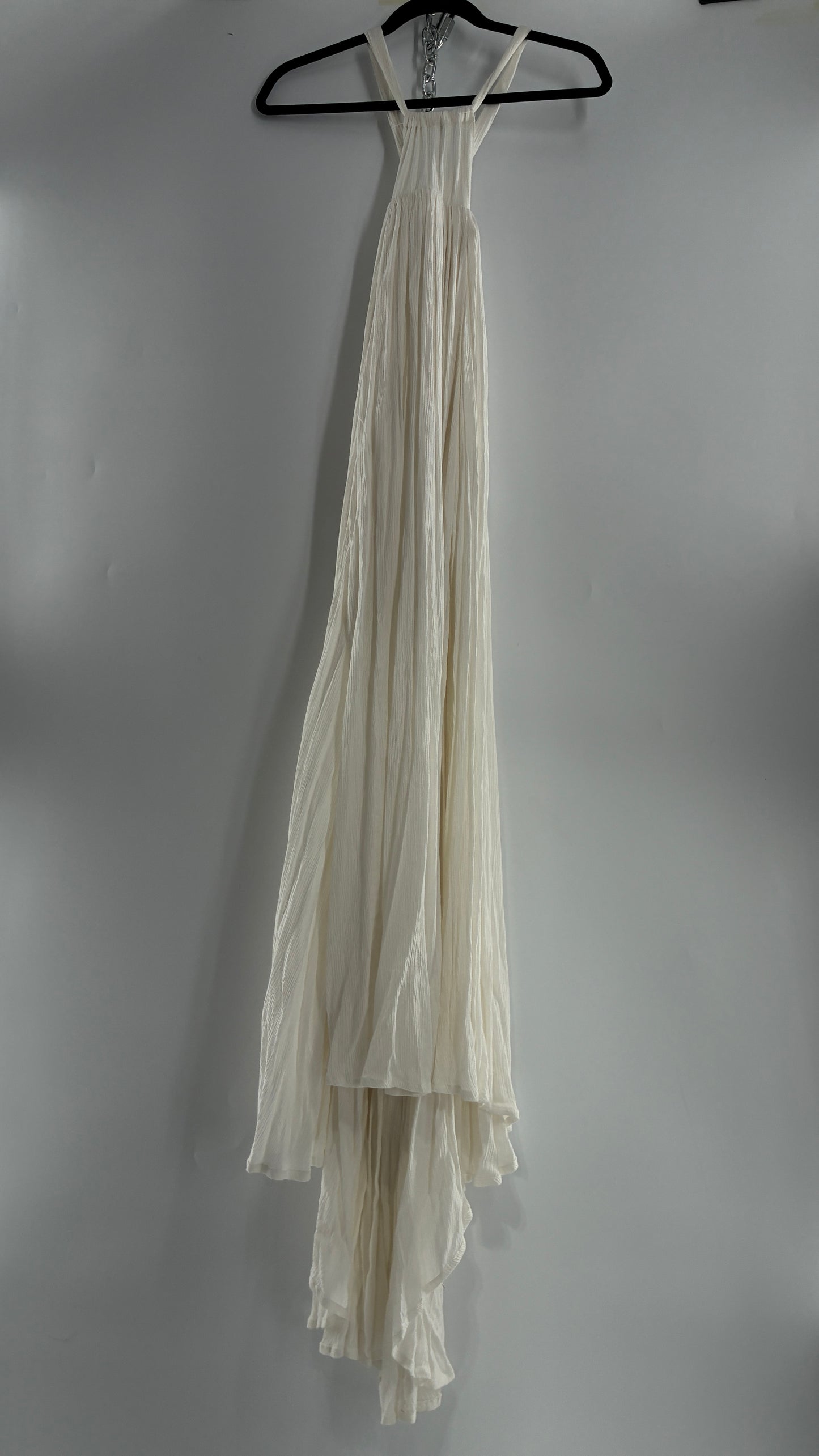 Free People White Voluminous Maxi Gown with Low Open Back (XS)