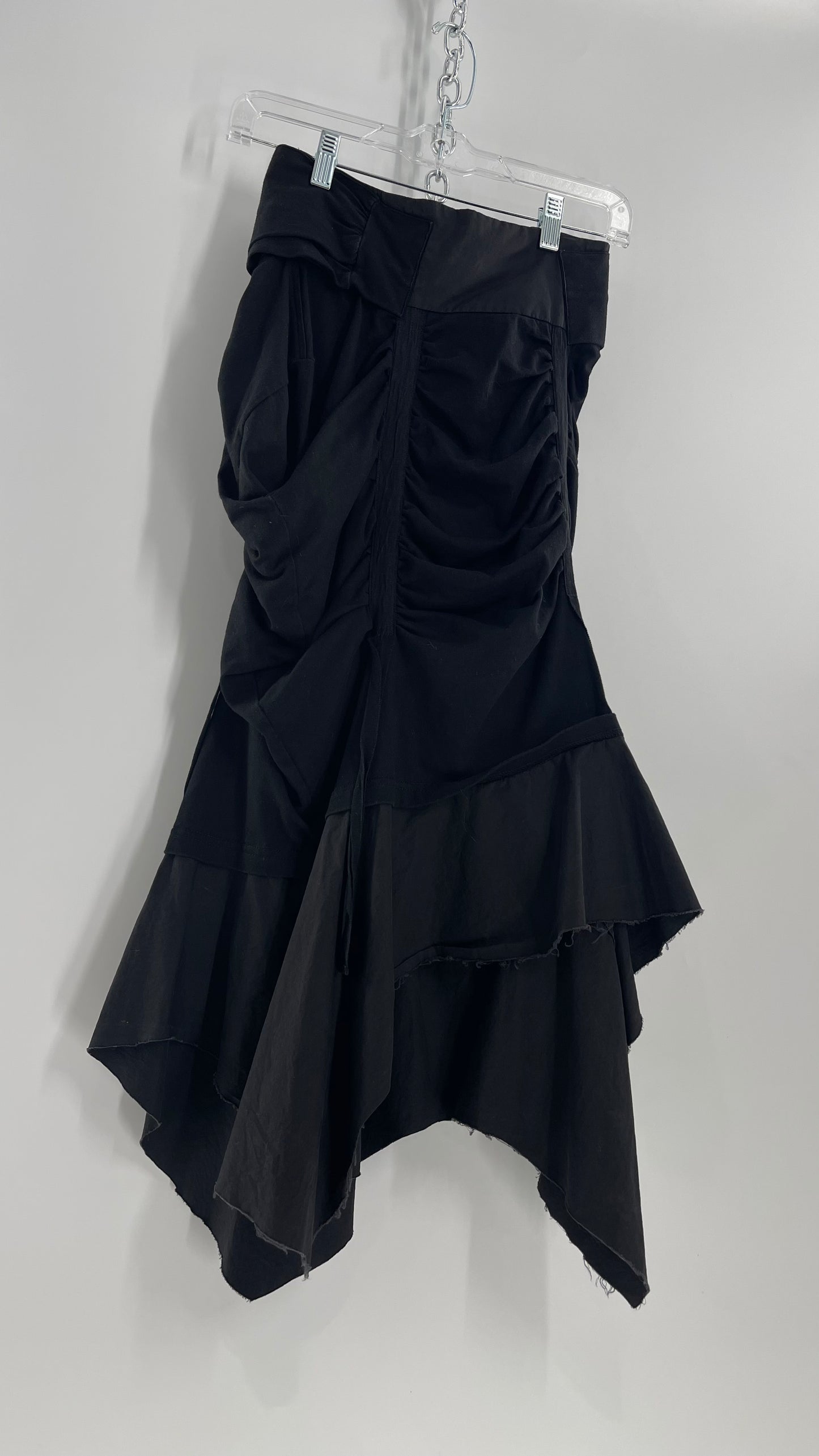 AGANOVICH Black TS50 Jersey Ruched Asymmetric Cargo Skirt with Gold Zipper (0)
