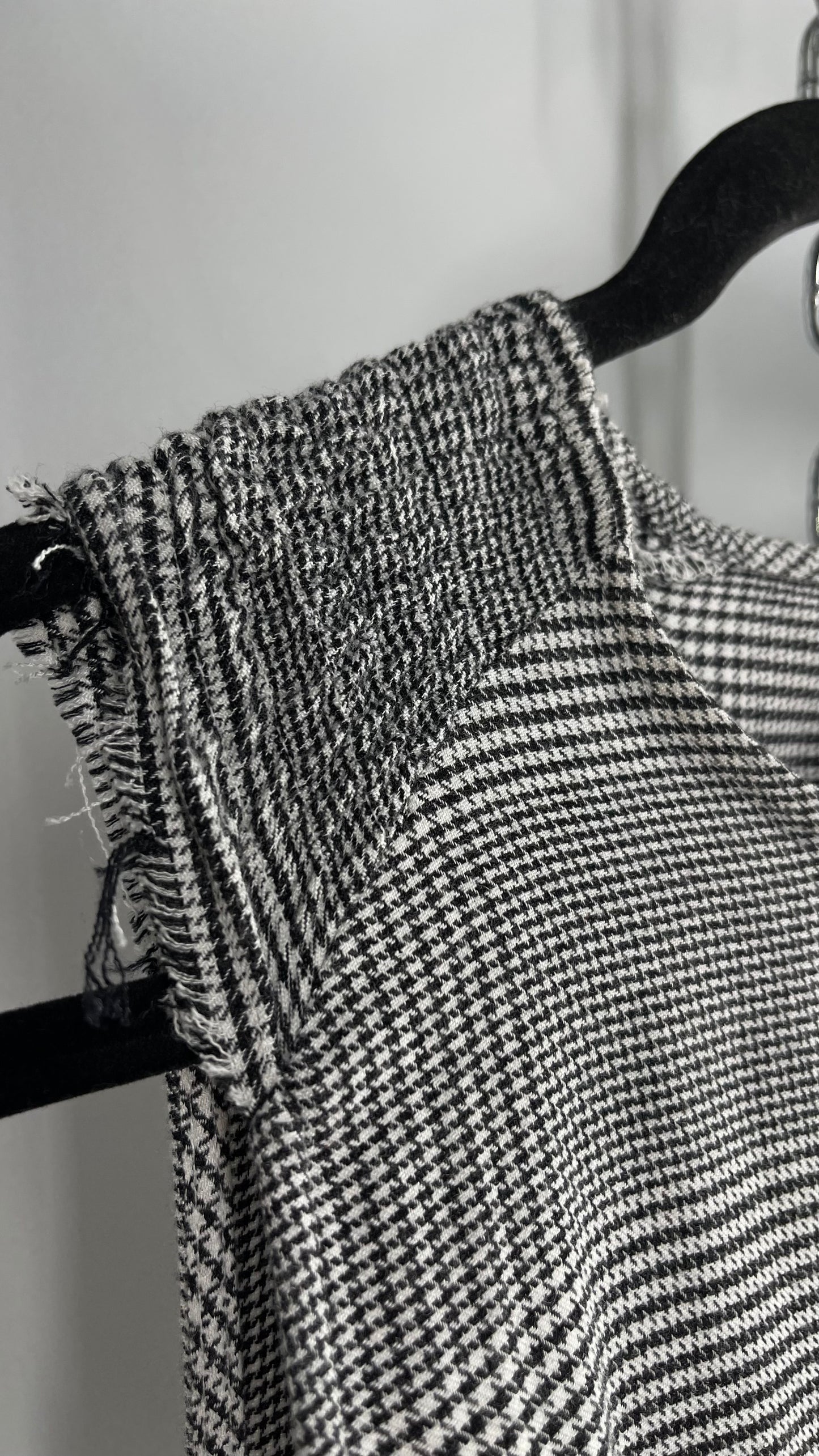 Free People Black and White Plaid Woven Dress with Smocked Details (M)