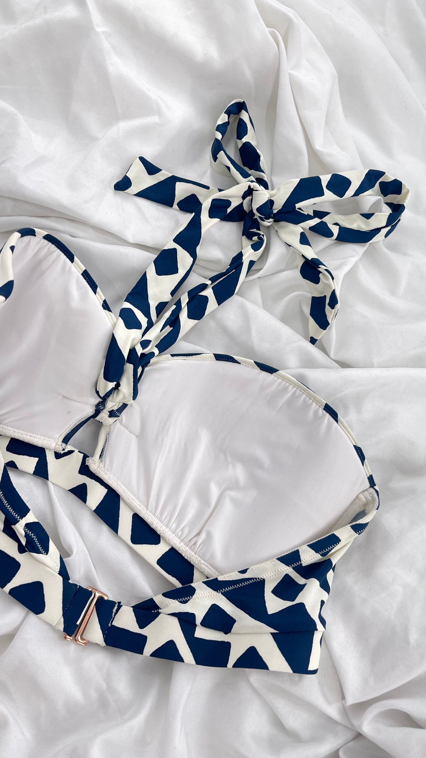 Anthropologie ALIHOP Navy and White Swim Top (Large)