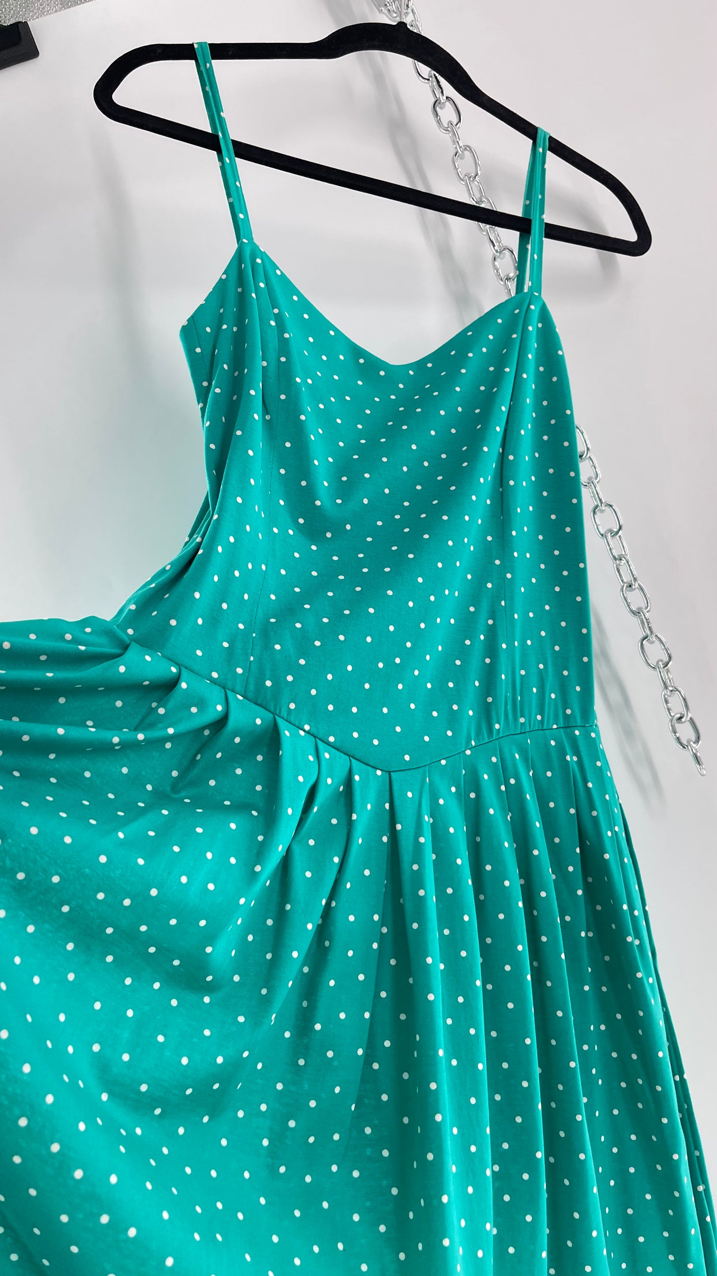 Vintage Laura Ashley Teal Polka Dot (8)