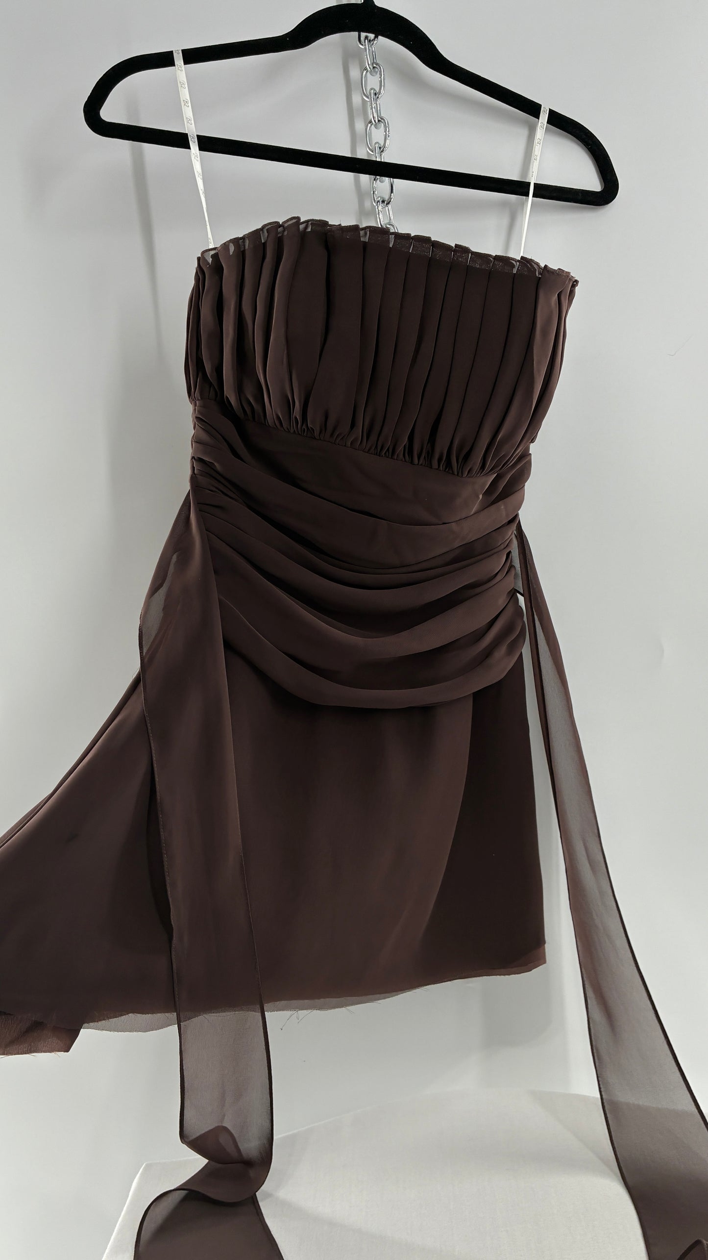 Vintage Brown Ruched Chopped Blouse with Pleated Bust (6)
