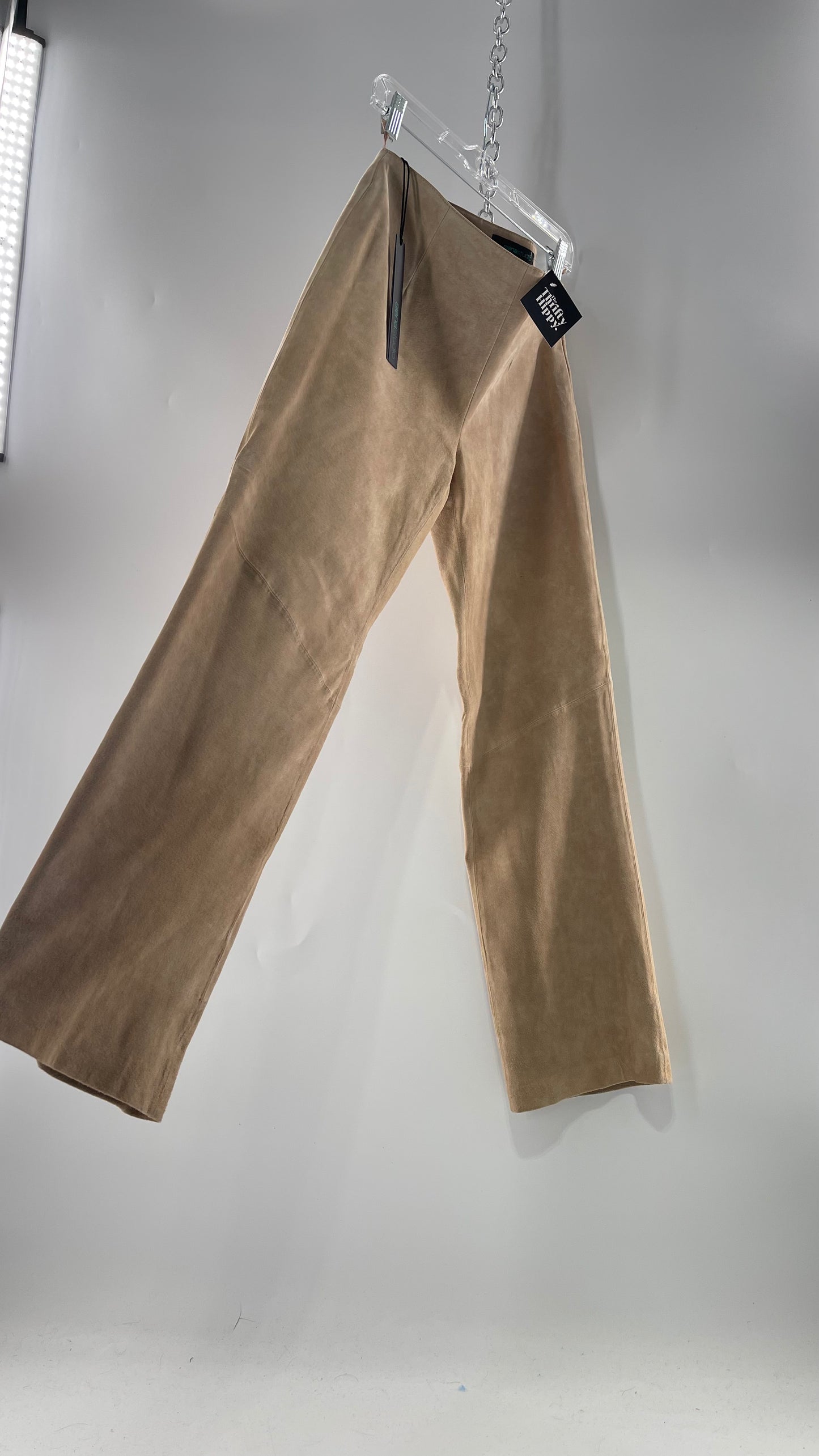 Deadstock Vintage Slouchy SienaStudio Oatmeal Tan Suede Pants (8)