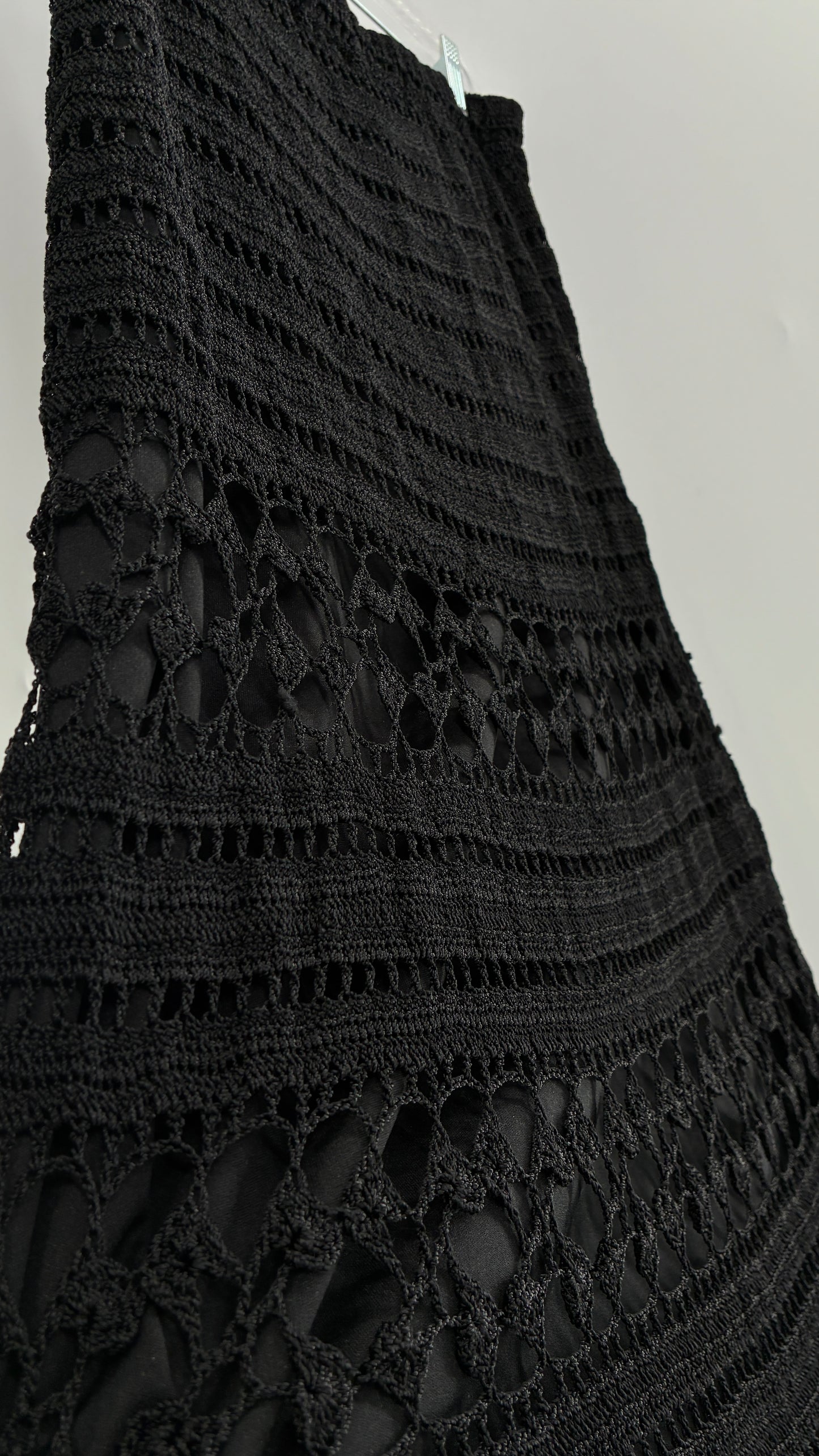 Vintage CHICOS Black Crochet Maxi Skirt (3)