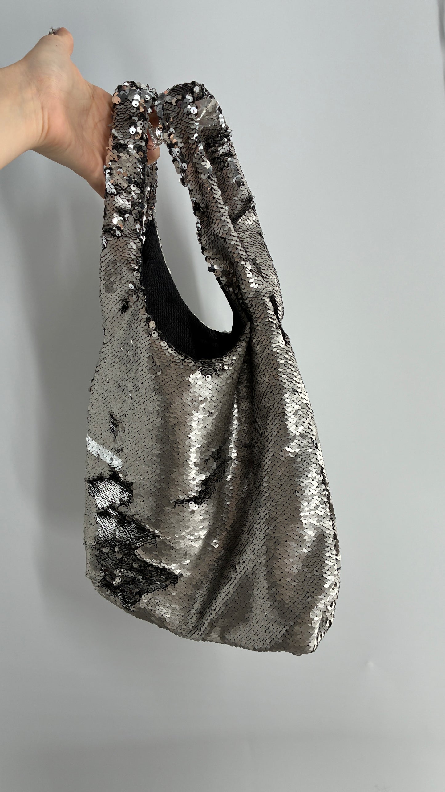 Free People ECOTE Silver Sequin Tote Bag