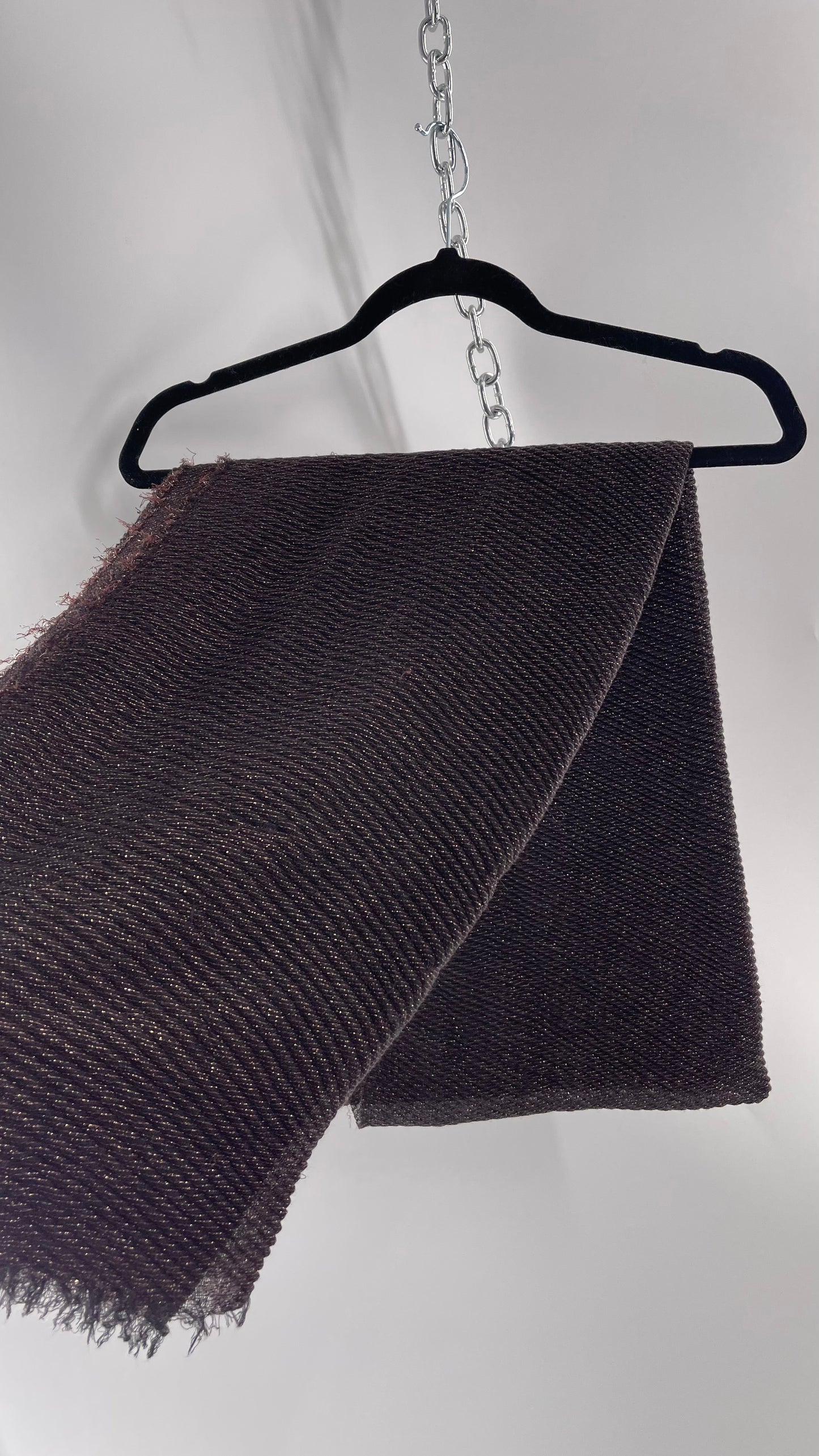 Maurice’s Black Thin Knit Voluminous Scarf with Bronze Woven Tinsel