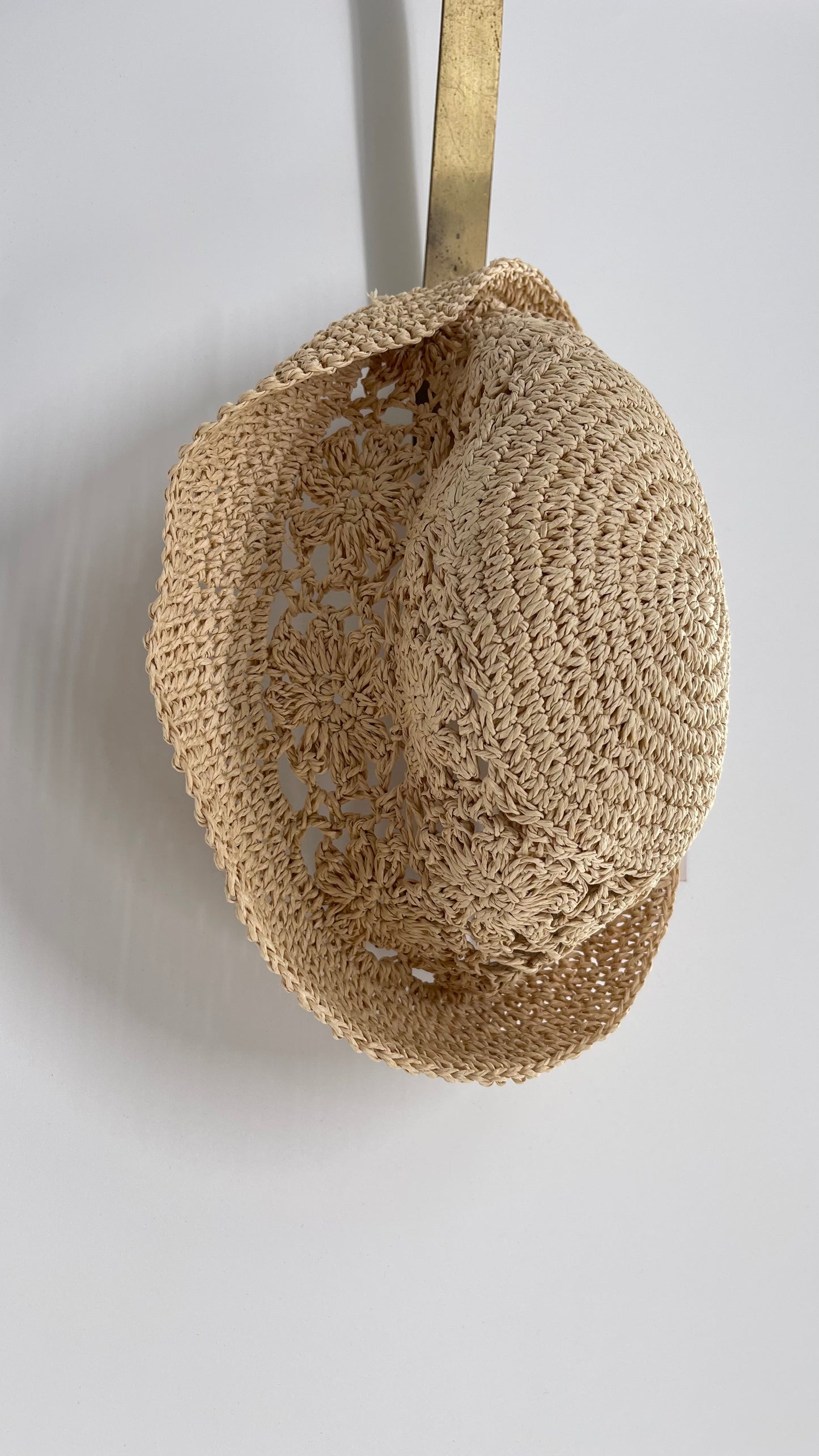 Deadstock Vintage Tan Crochet Straw Sun/Bucket Hat