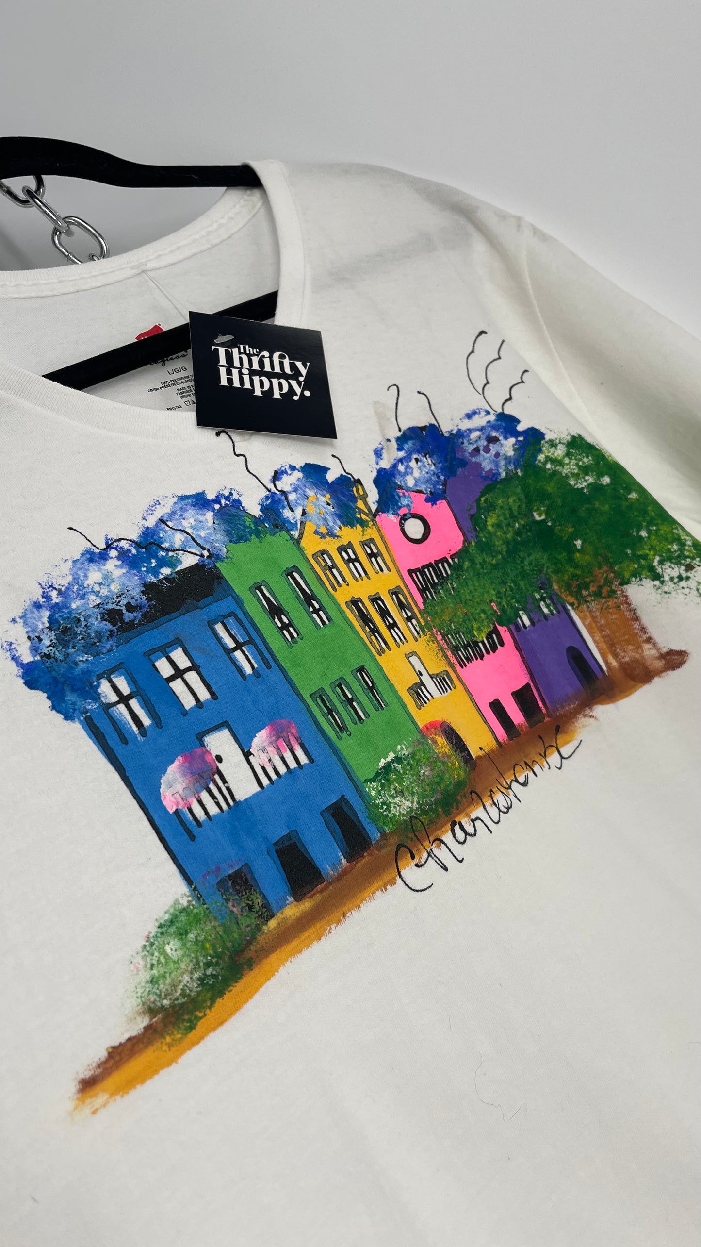 Vintage Hand Painted Charleston, SC Artist Tourist T (Large)