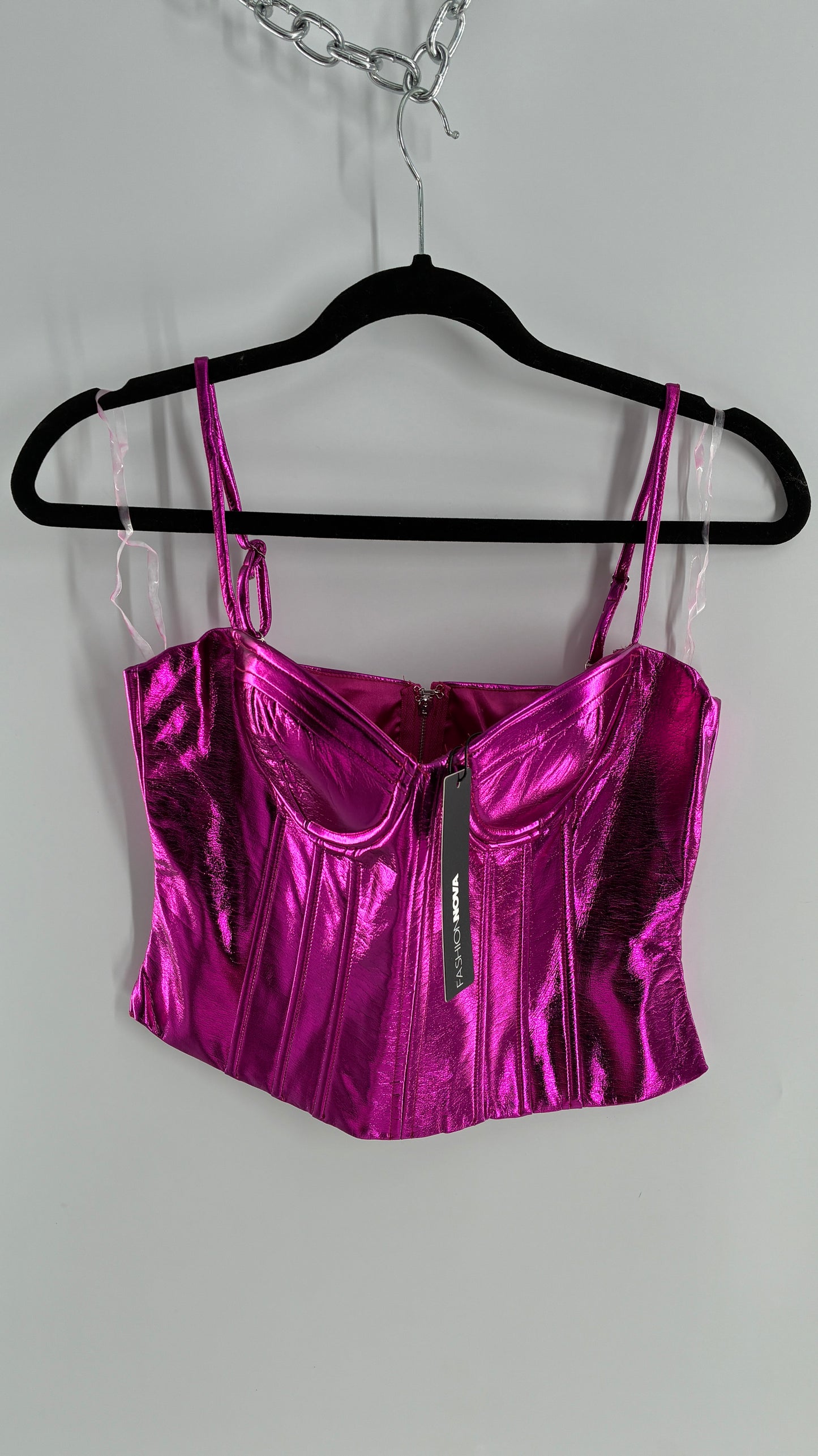 Fashion Nova Metallic Fuchsia Purple Corset with Tags Attached (Medium)