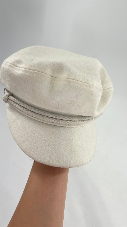 BRIXTON White Felt Newsboy Cap (6 3/4)