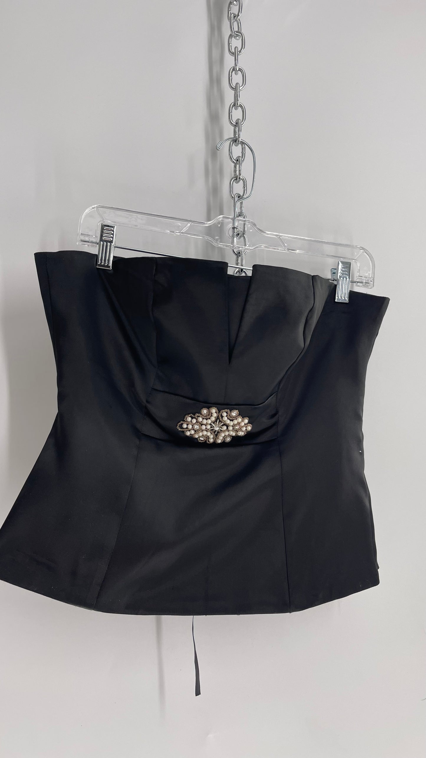 VENUS Vintage Black Tube Top with Embellishment and Corseted Back (6)