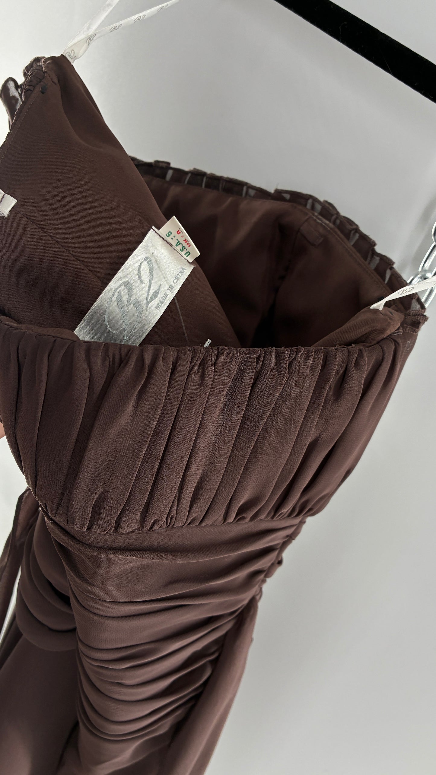 Vintage Brown Ruched Chopped Blouse with Pleated Bust (6)