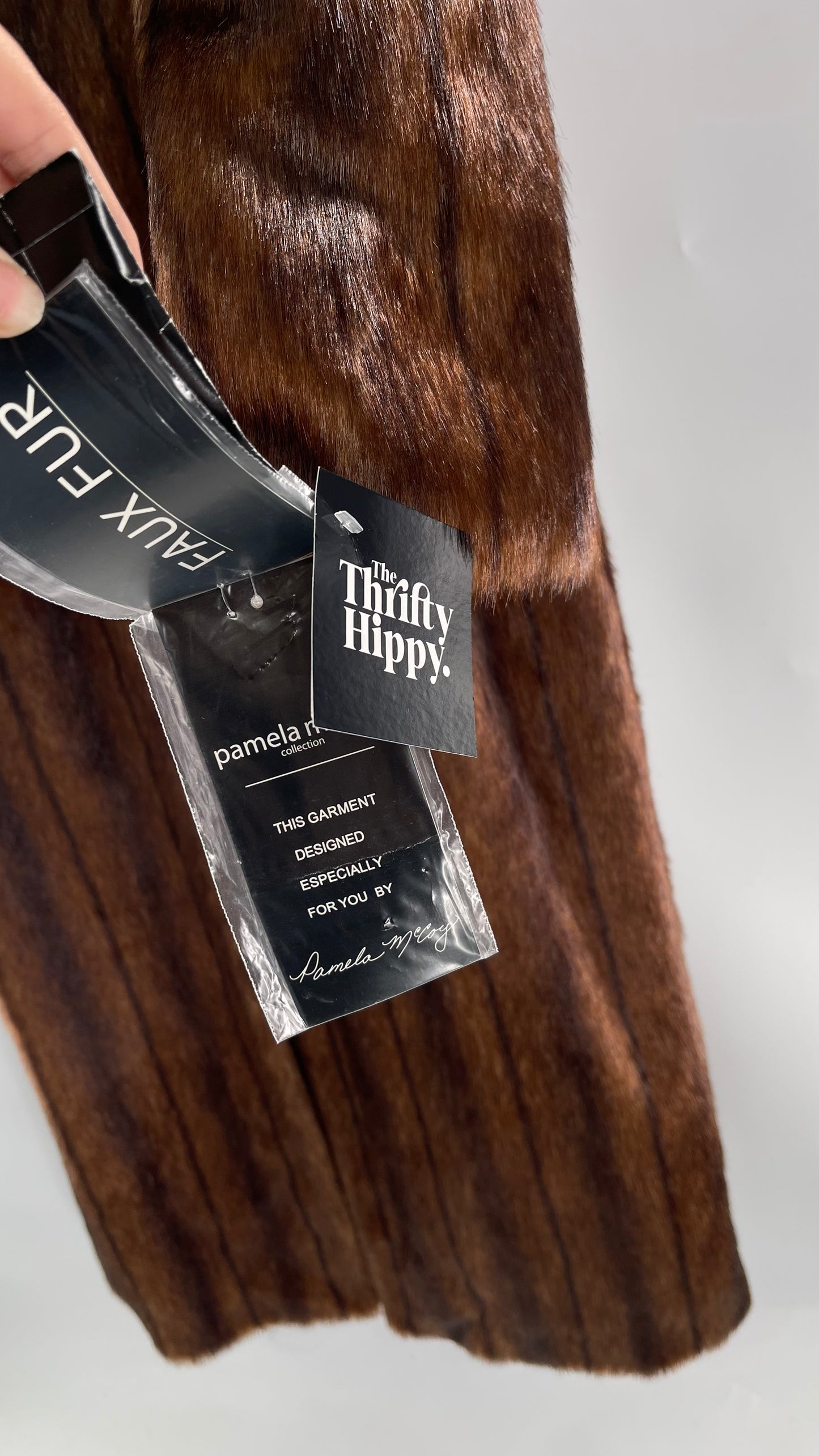 Deadstock Vintage Pamela McCoy Full Length Faux Fur Duster Coat (XS)