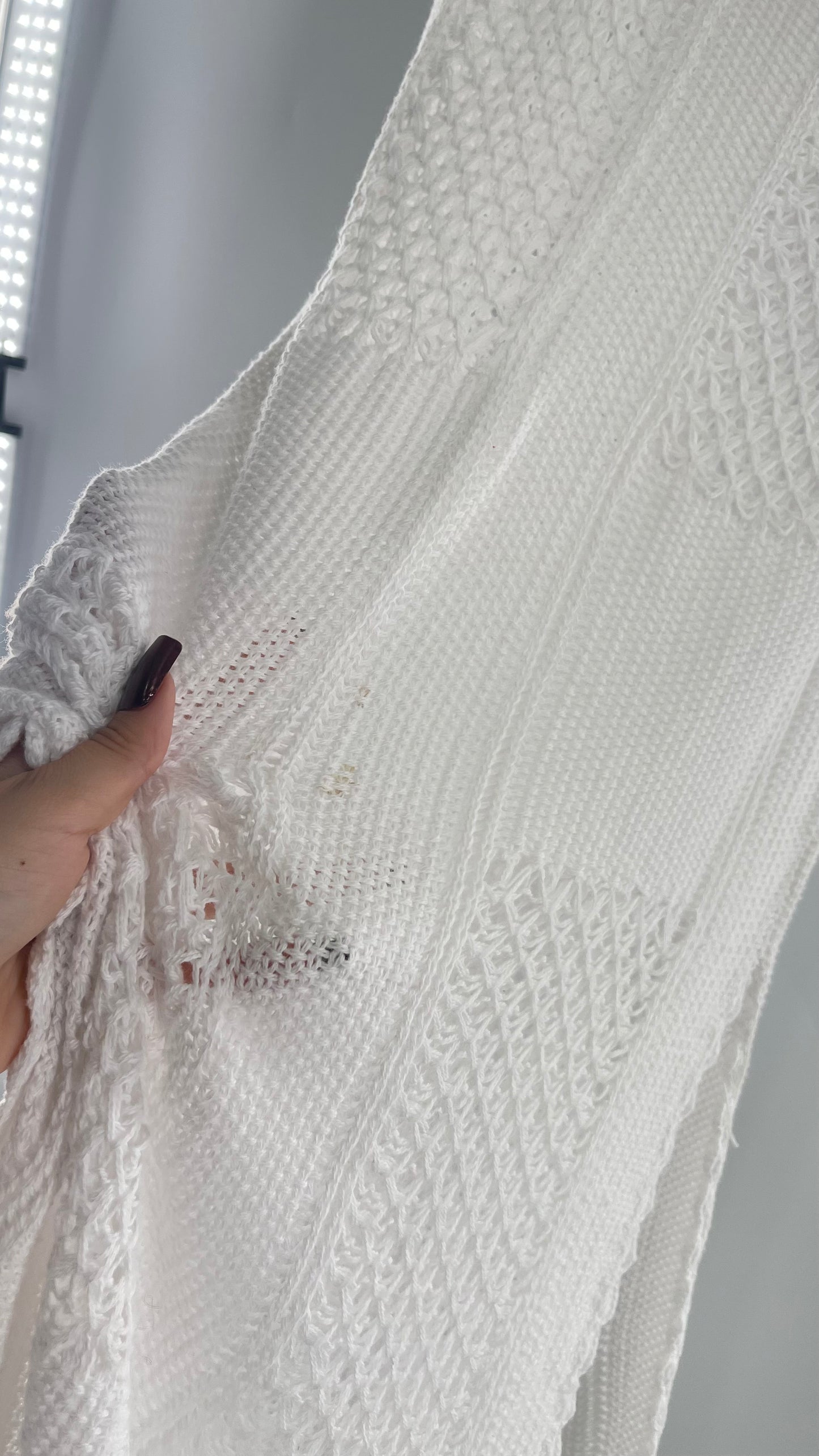 Free People White Crochet Knit Maxi Dress (XS)
