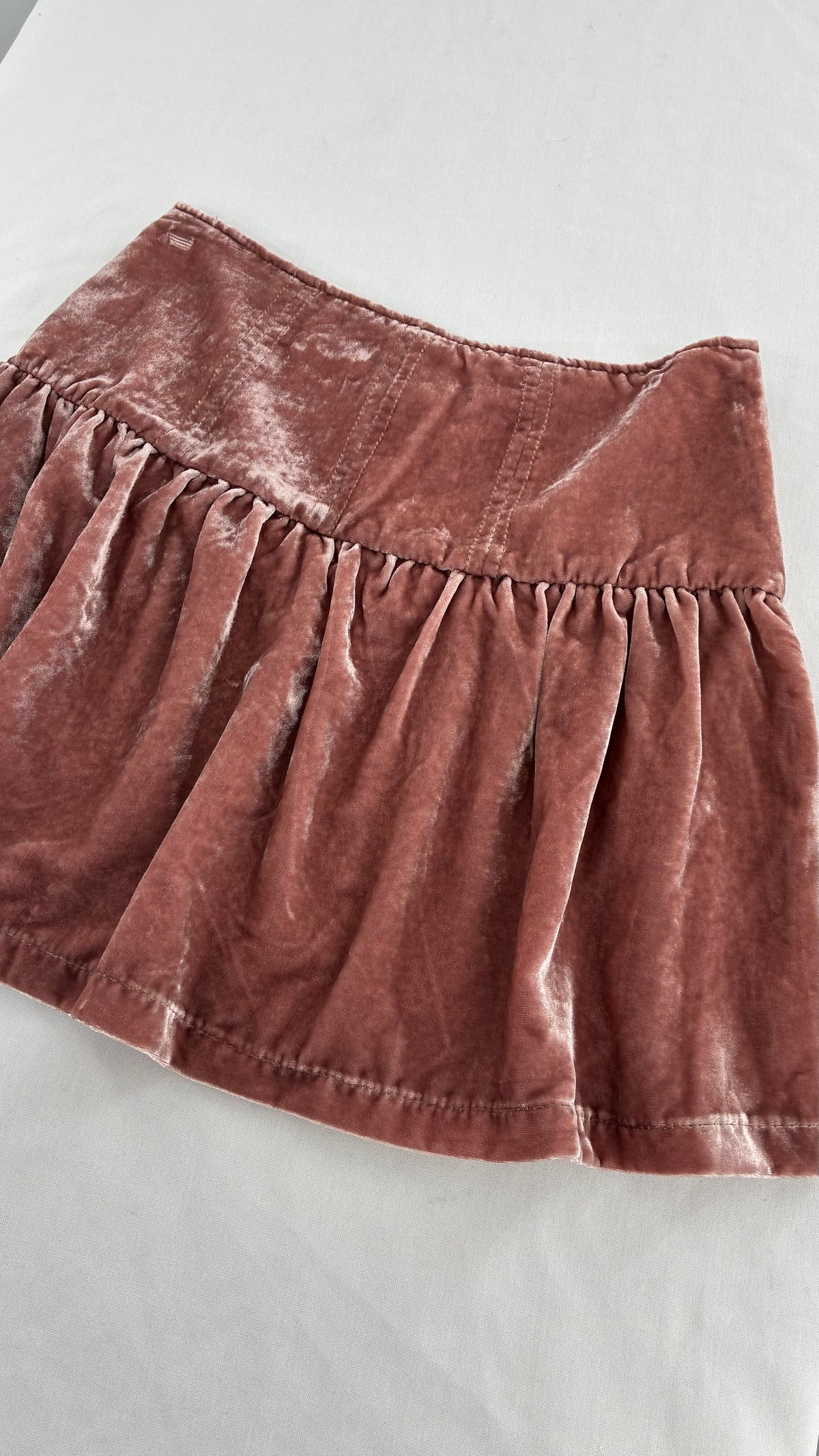 FREE PEOPLE Pink Velour Mini Skirt with Ribbon Detail and Tags Attached (0)