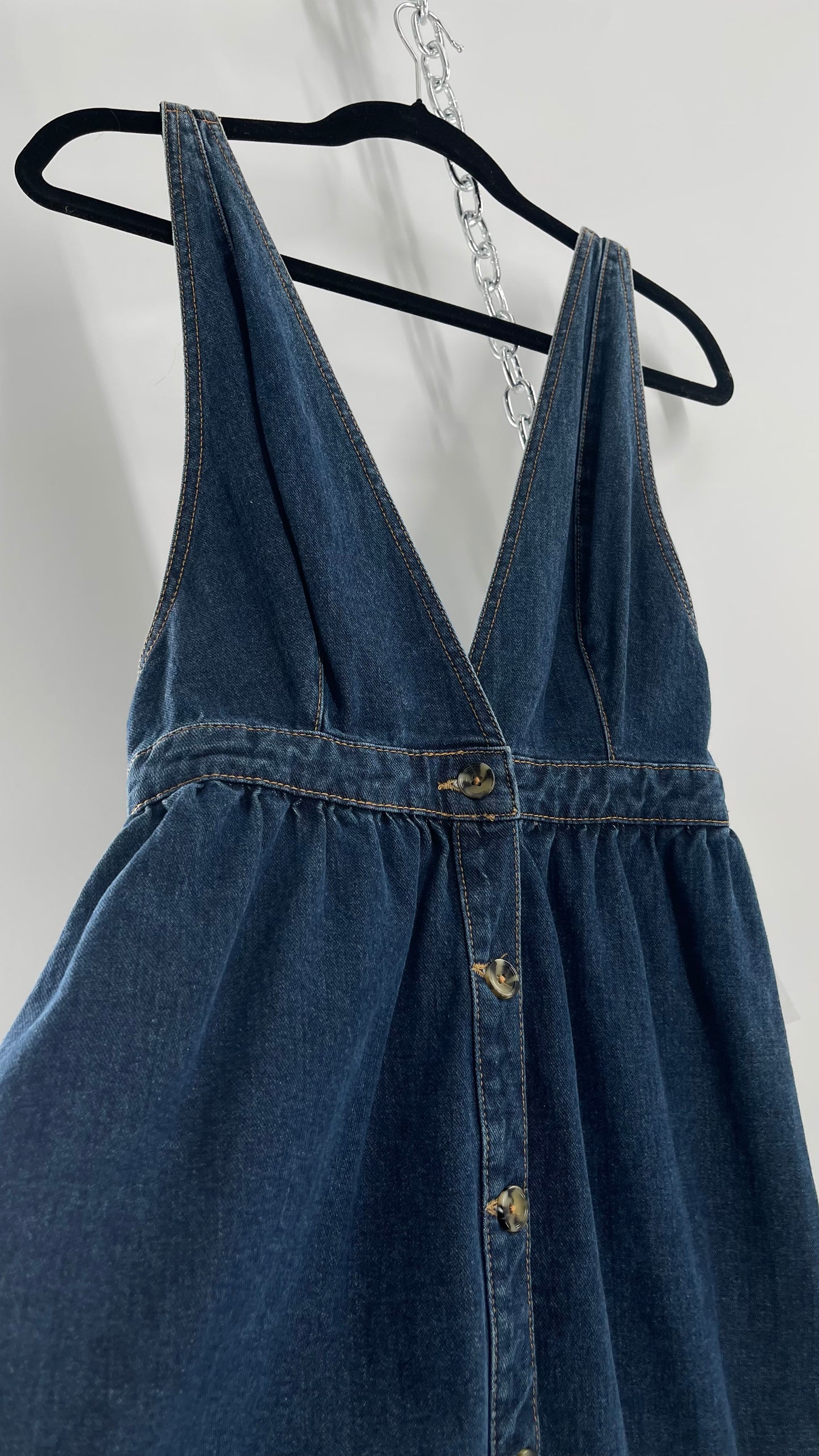 Urban Outfitters Medium Wash Denim Button Front Midi Dress (S)