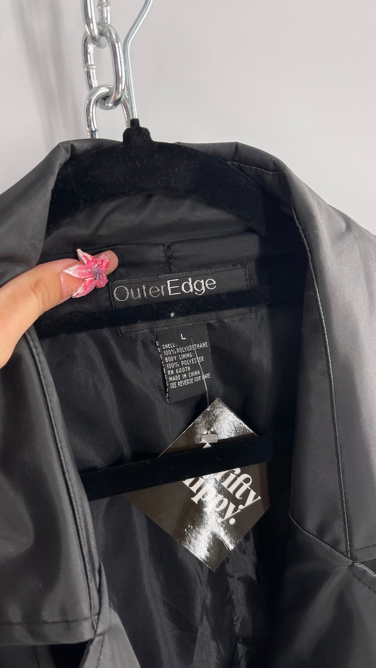 Vintage Outer Edge Dark Grey Trench Coat (Large)