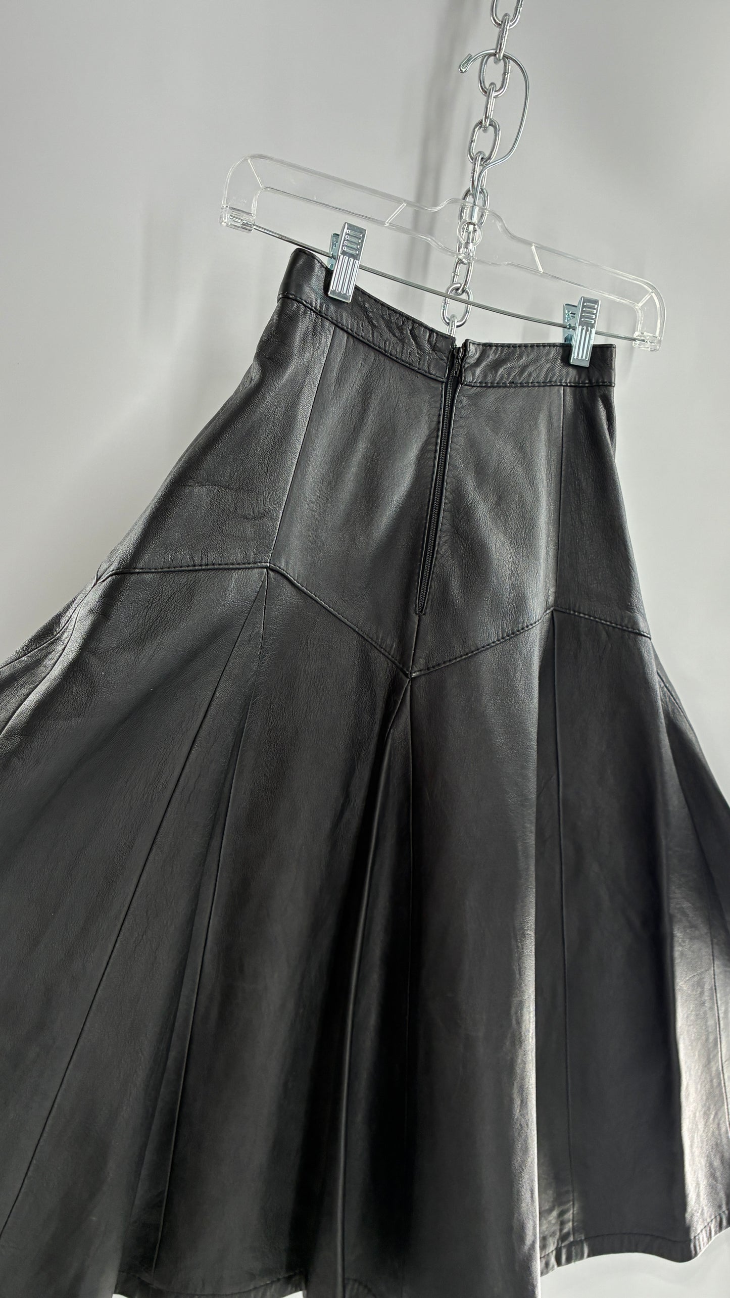Vintage Fergs Omorro Leather Full Circle Skirt Made in Italy (XS)